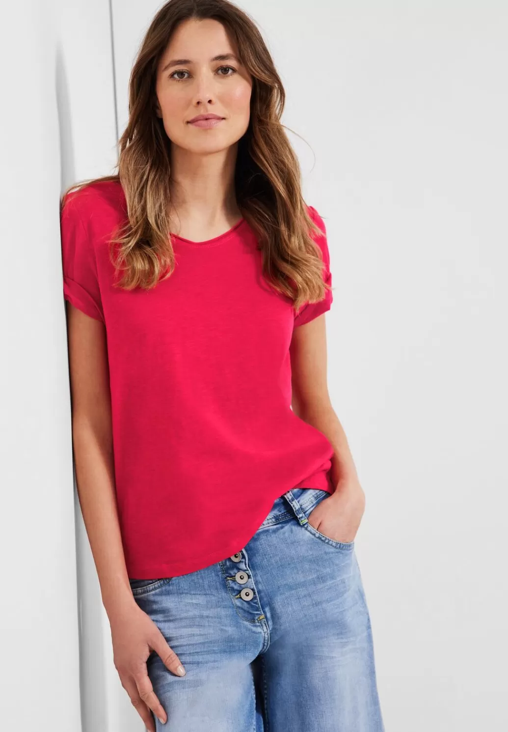 Street One Basic T-Shirt In Unifarbe^Damen Shirts