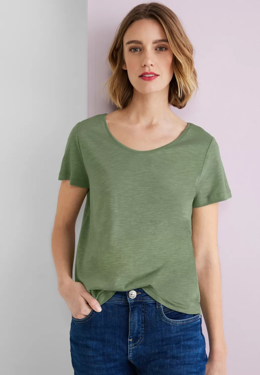 Street One Basic T-Shirt In Unifarbe^Damen Shirts