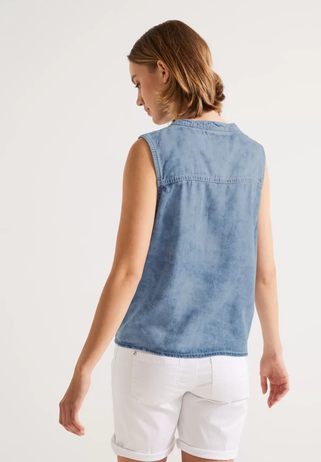 Street One Blaue Jeansbluse^Damen Armellose Blusen