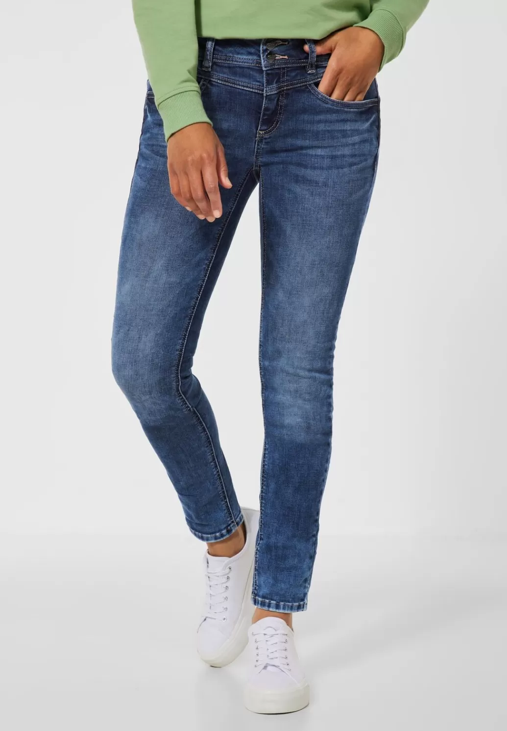 Street One Blaue Slim Fit Denim^Damen Lange Jeans