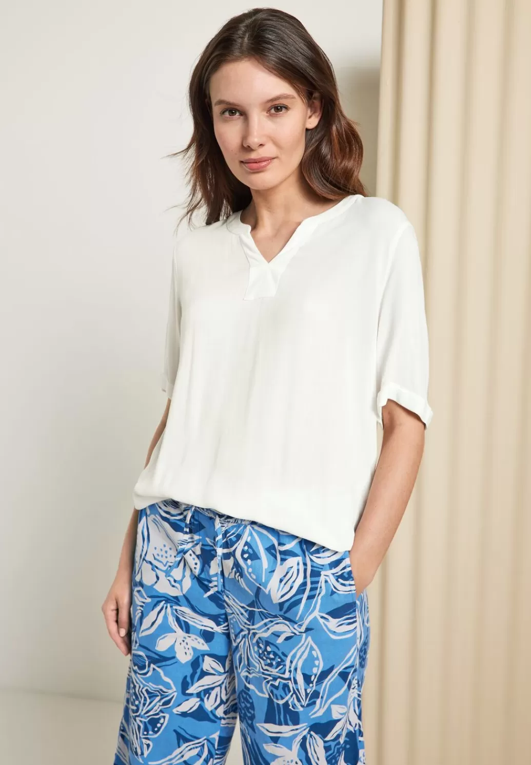 Street One Bluse Im Materialmix^Damen Kurzarm Blusen