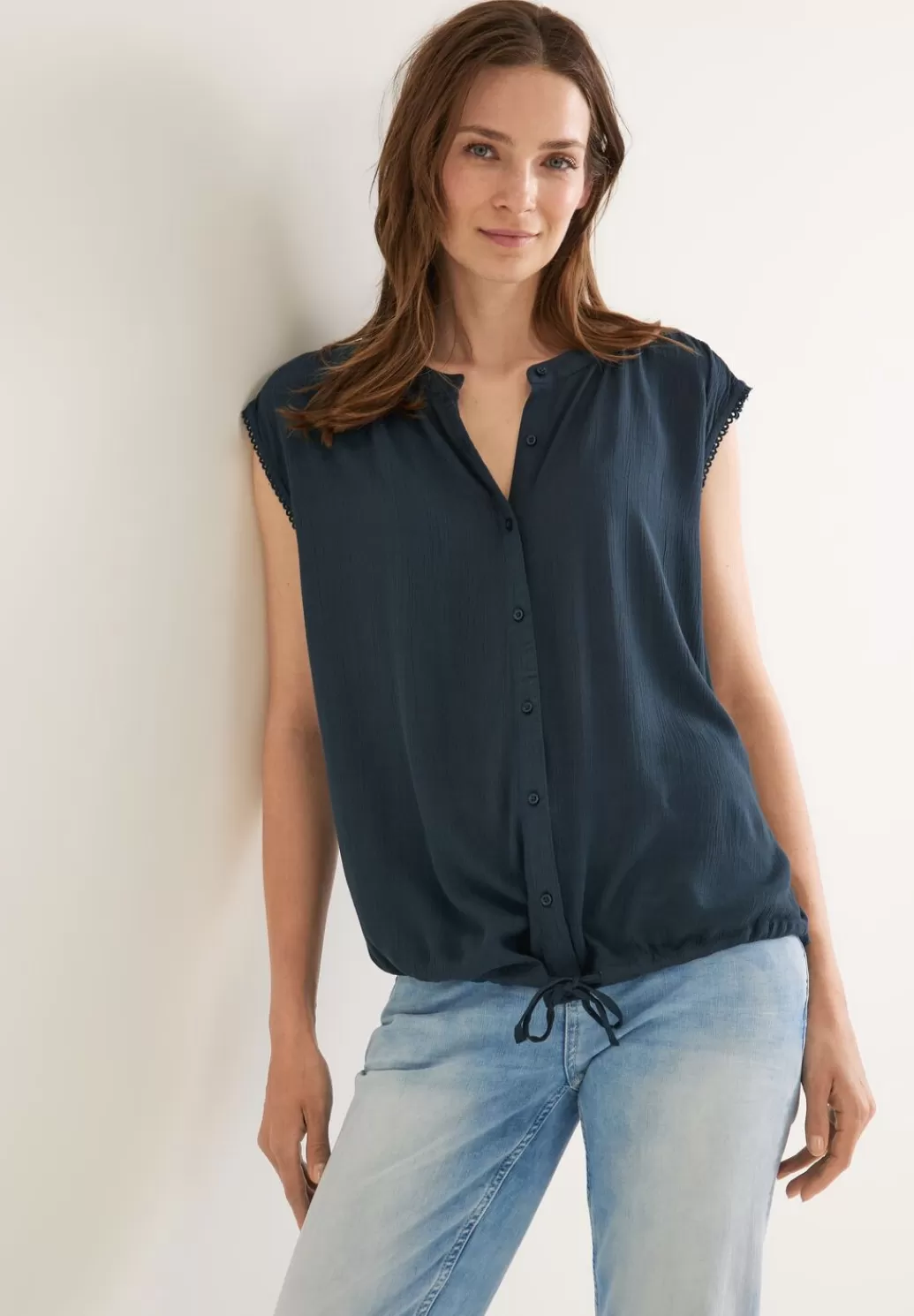 Street One Bluse In Crinkle Optik^Damen Armellose Blusen