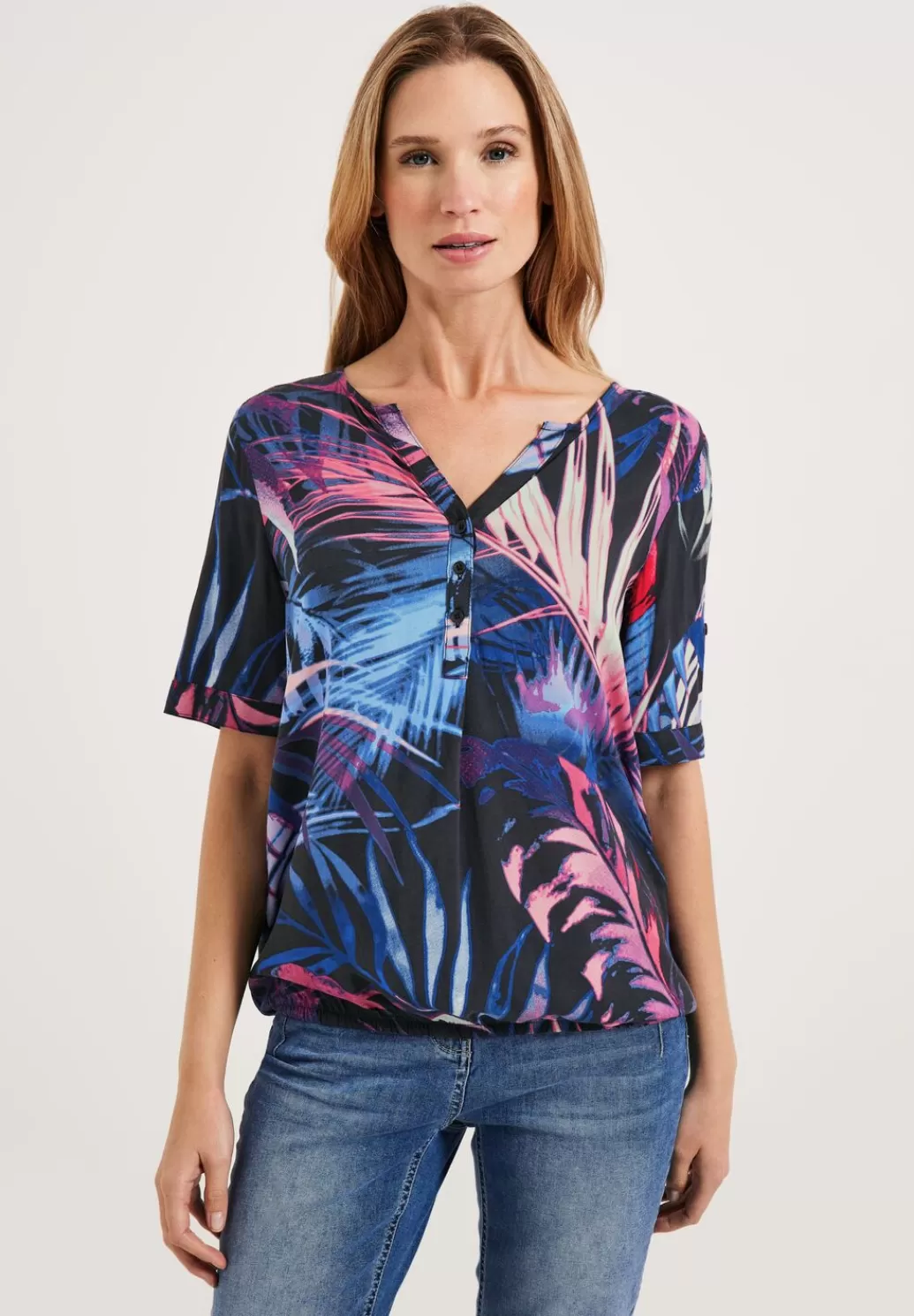 Street One Bluse Mit Blattermuster^Damen Kurzarm Blusen