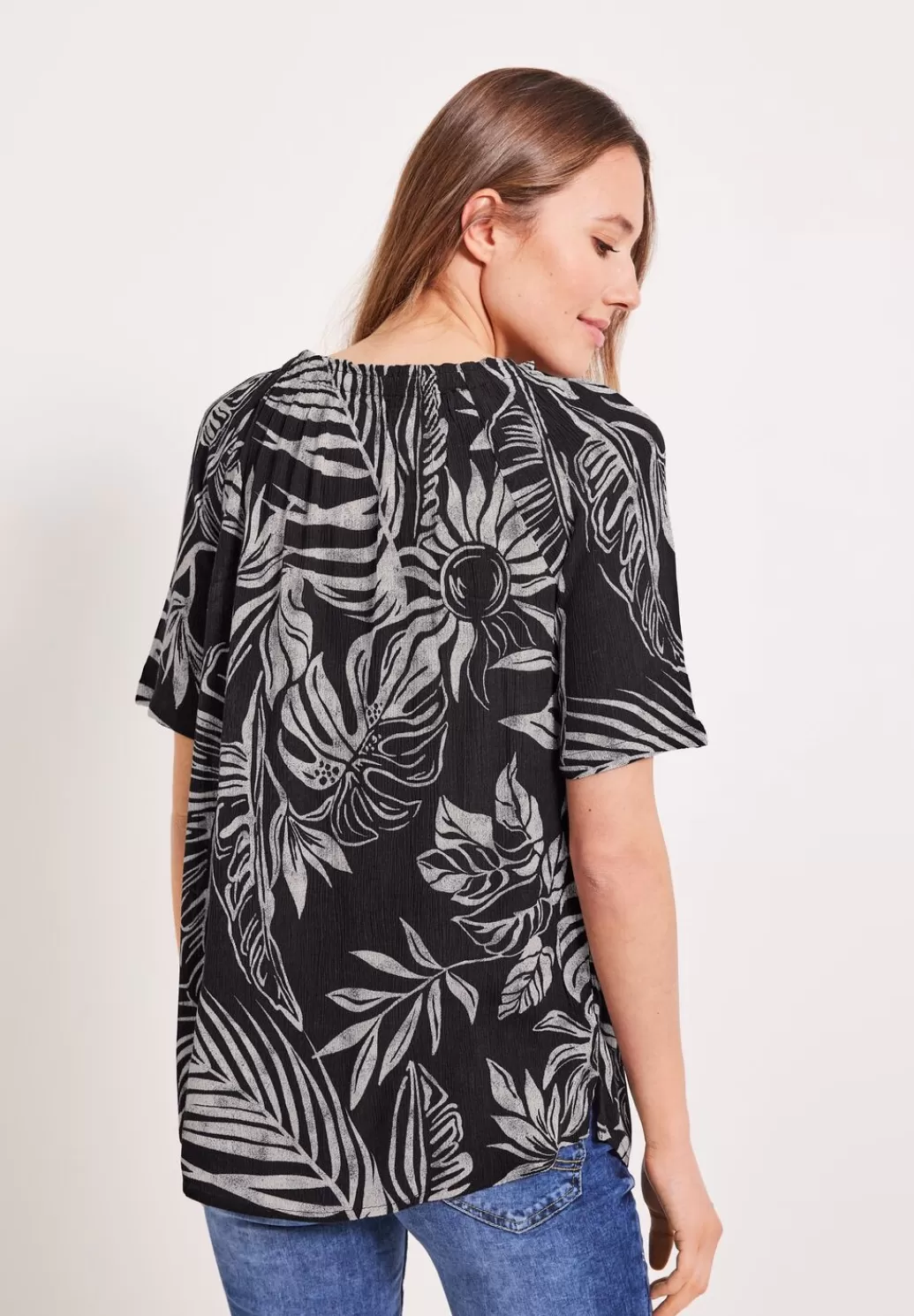 Street One Bluse Mit Blatterprint^Damen Kurzarm Blusen