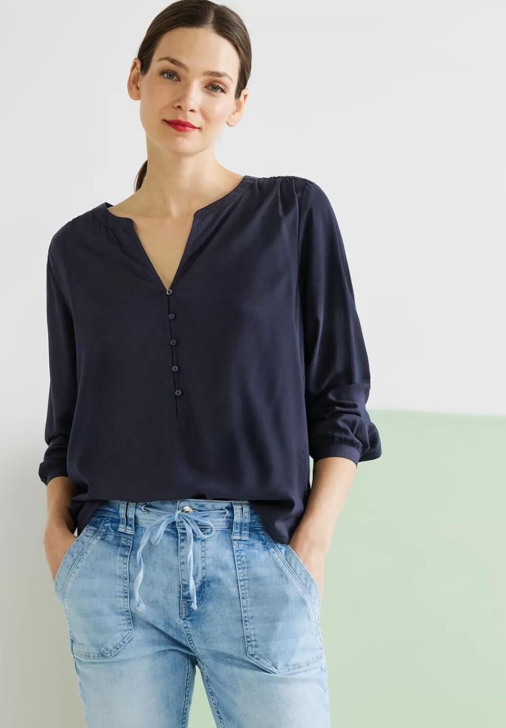 Street One Bluse Mit Kurzer Knopfleiste^Damen Langarm Blusen