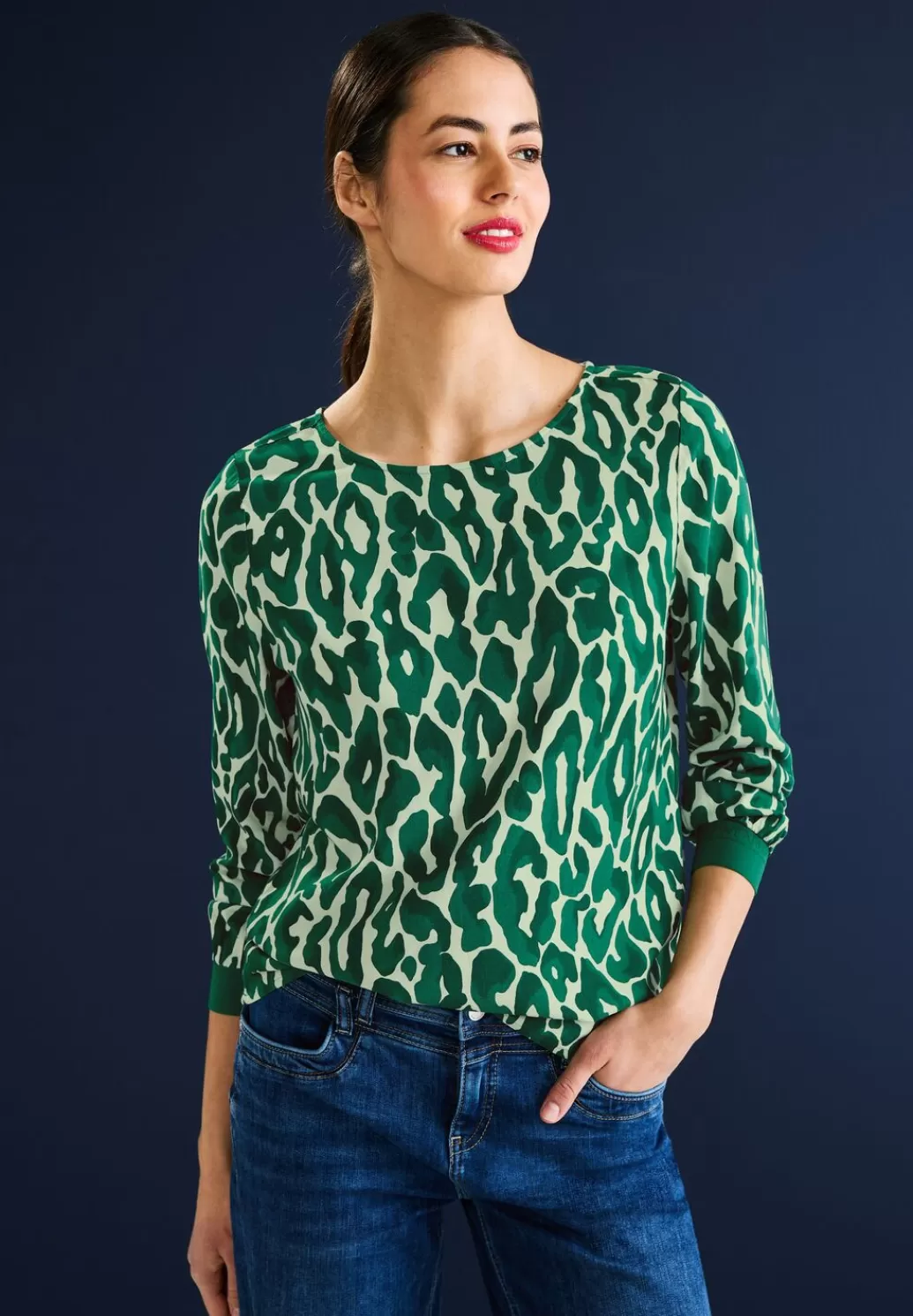 Street One Bluse Mit Leo Print^Damen Langarm Blusen