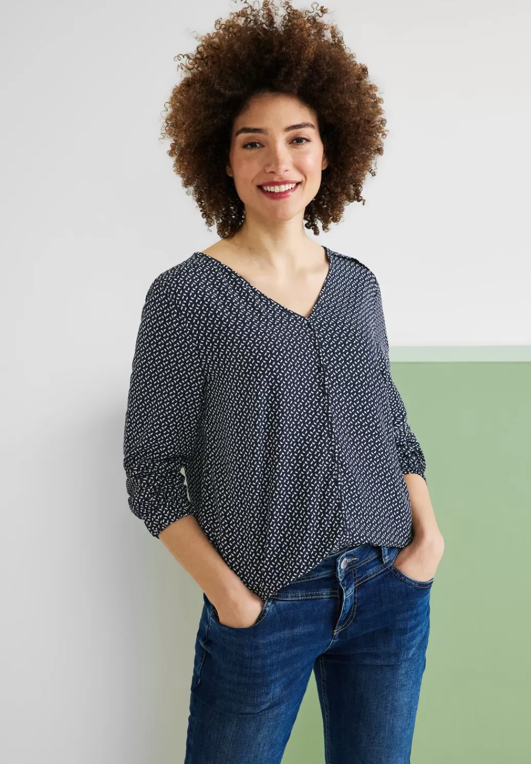 Street One Bluse Mit Minimalmuster^Damen Langarm Blusen