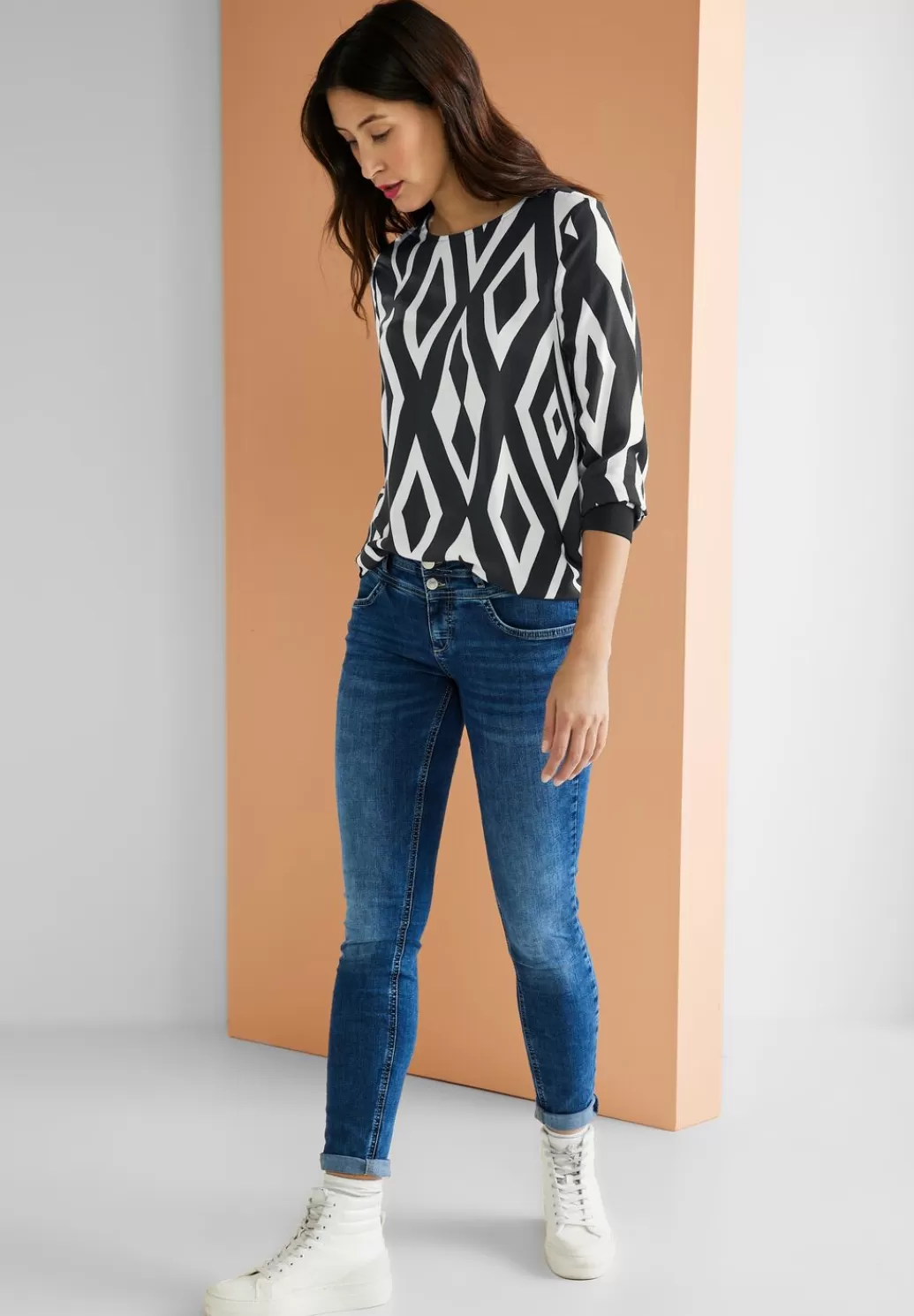 Street One Bluse Mit Rhombus Print^Damen Langarm Blusen