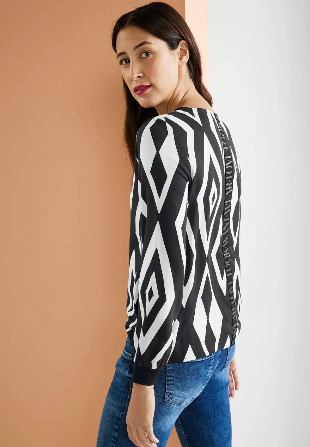 Street One Bluse Mit Rhombus Print^Damen Langarm Blusen