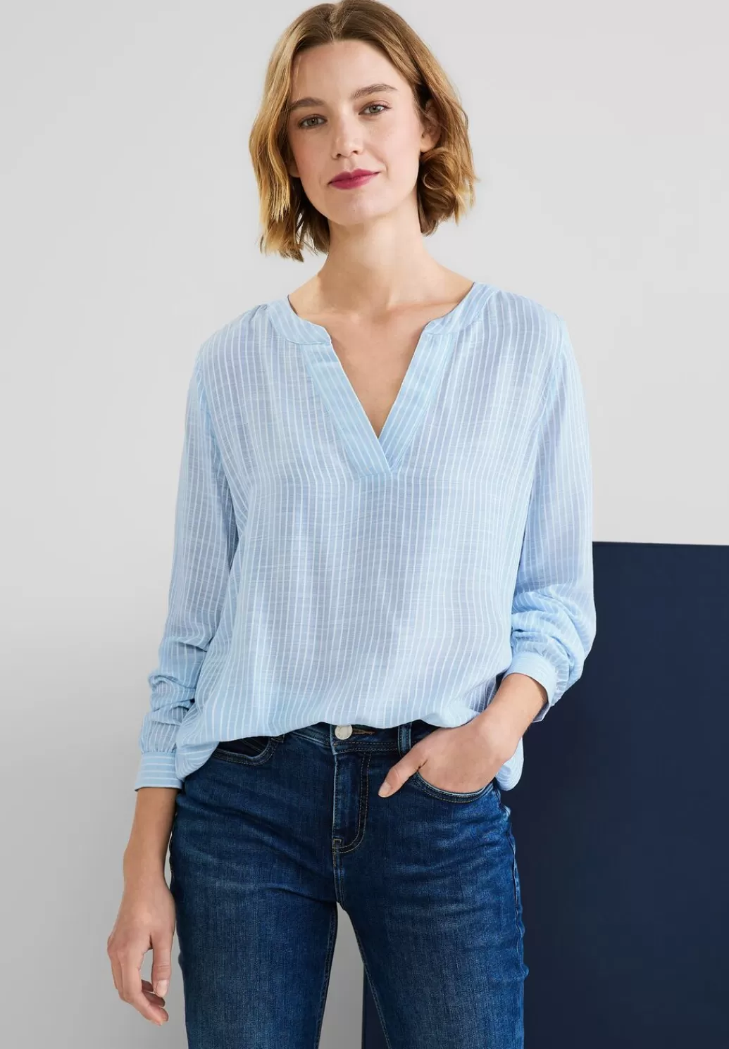 Street One Bluse Mit Streifenmuster^Damen Langarm Blusen