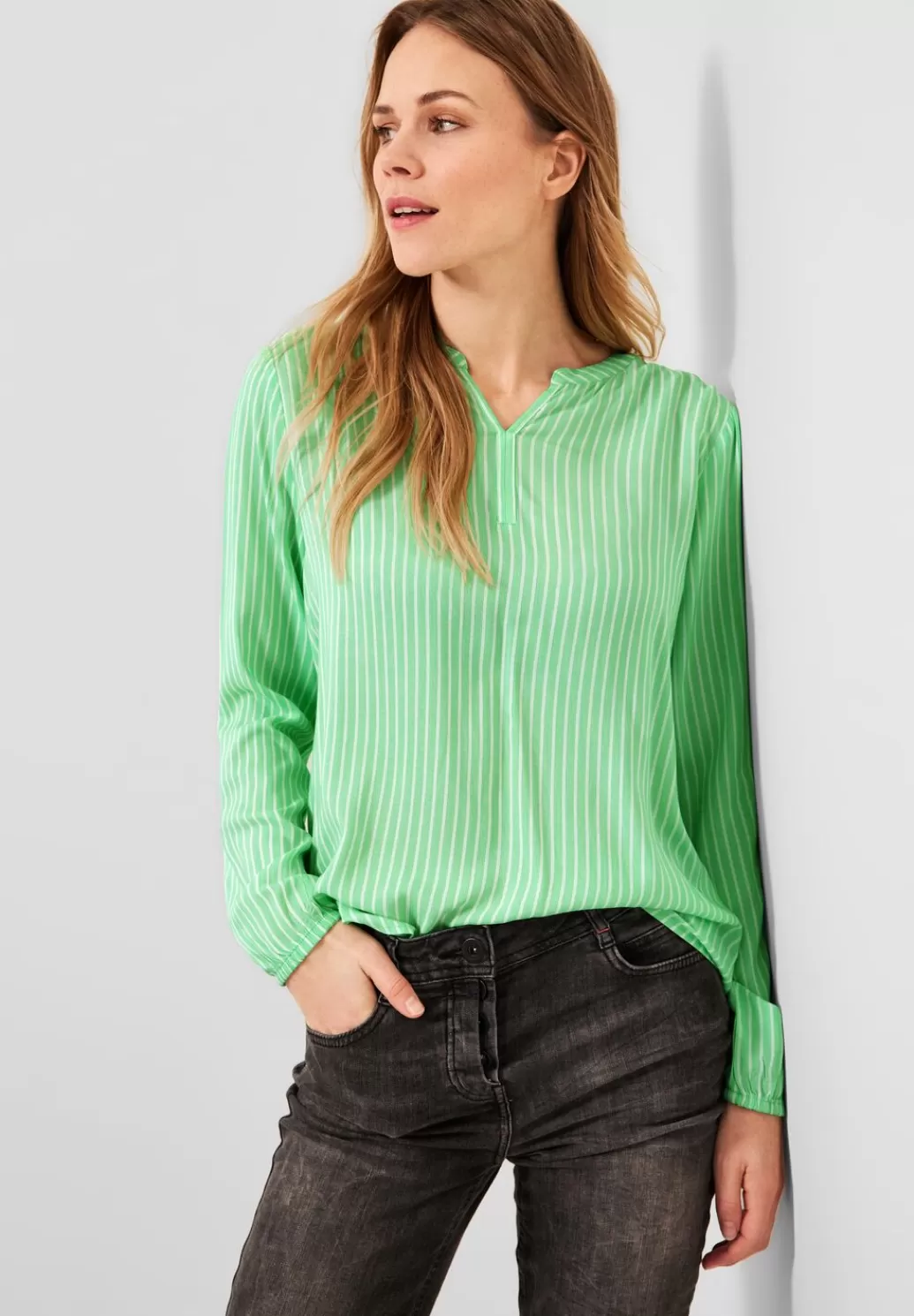 Street One Bluse Mit Streifenmuster^Damen Langarm Blusen