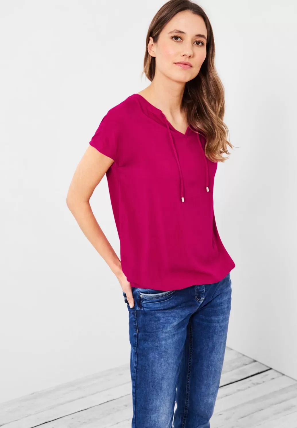 Street One Bluse Mit Tunikabandchen^Damen Kurzarm Blusen