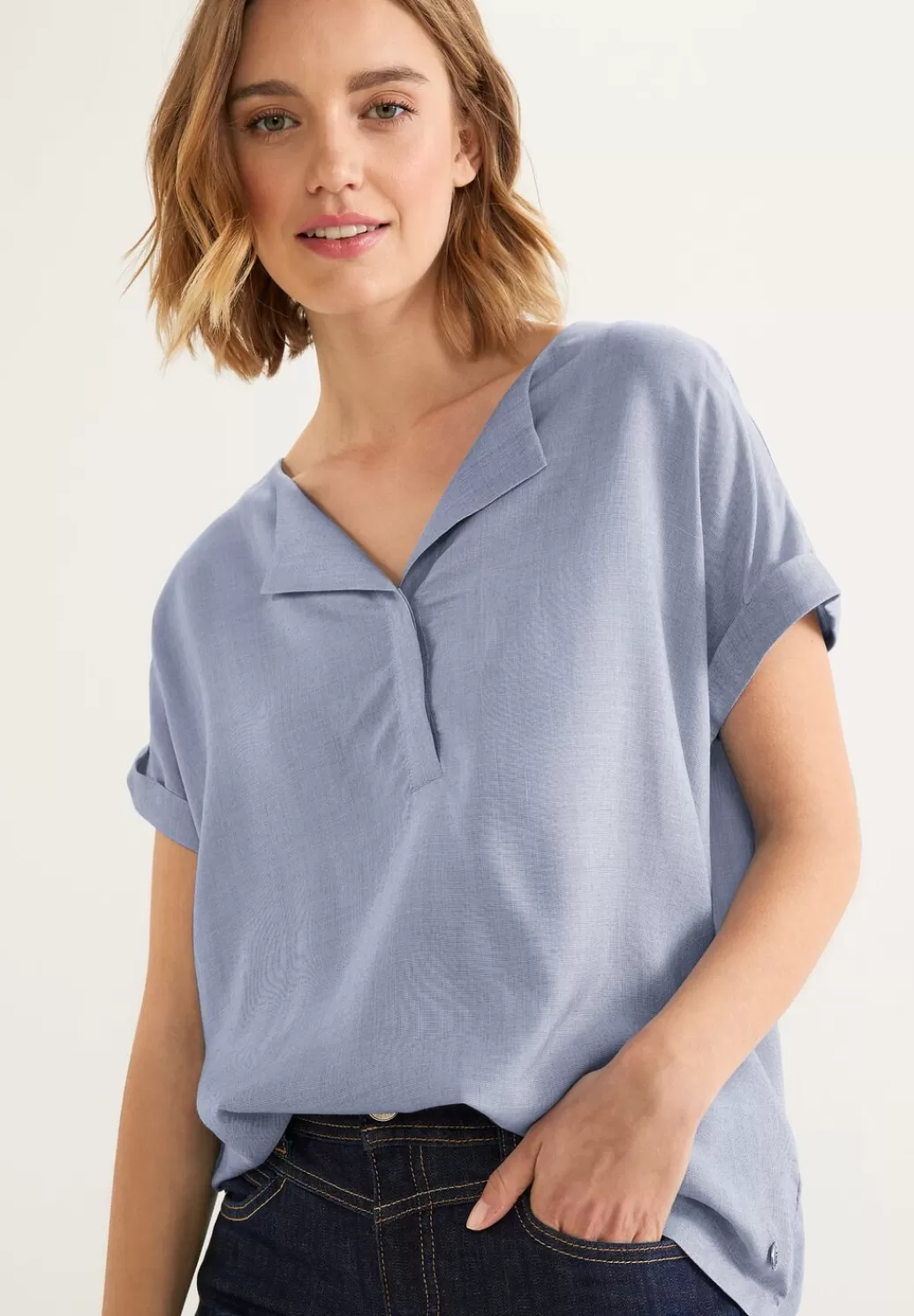 Street One Chambray Bluse^Damen Kurzarm Blusen