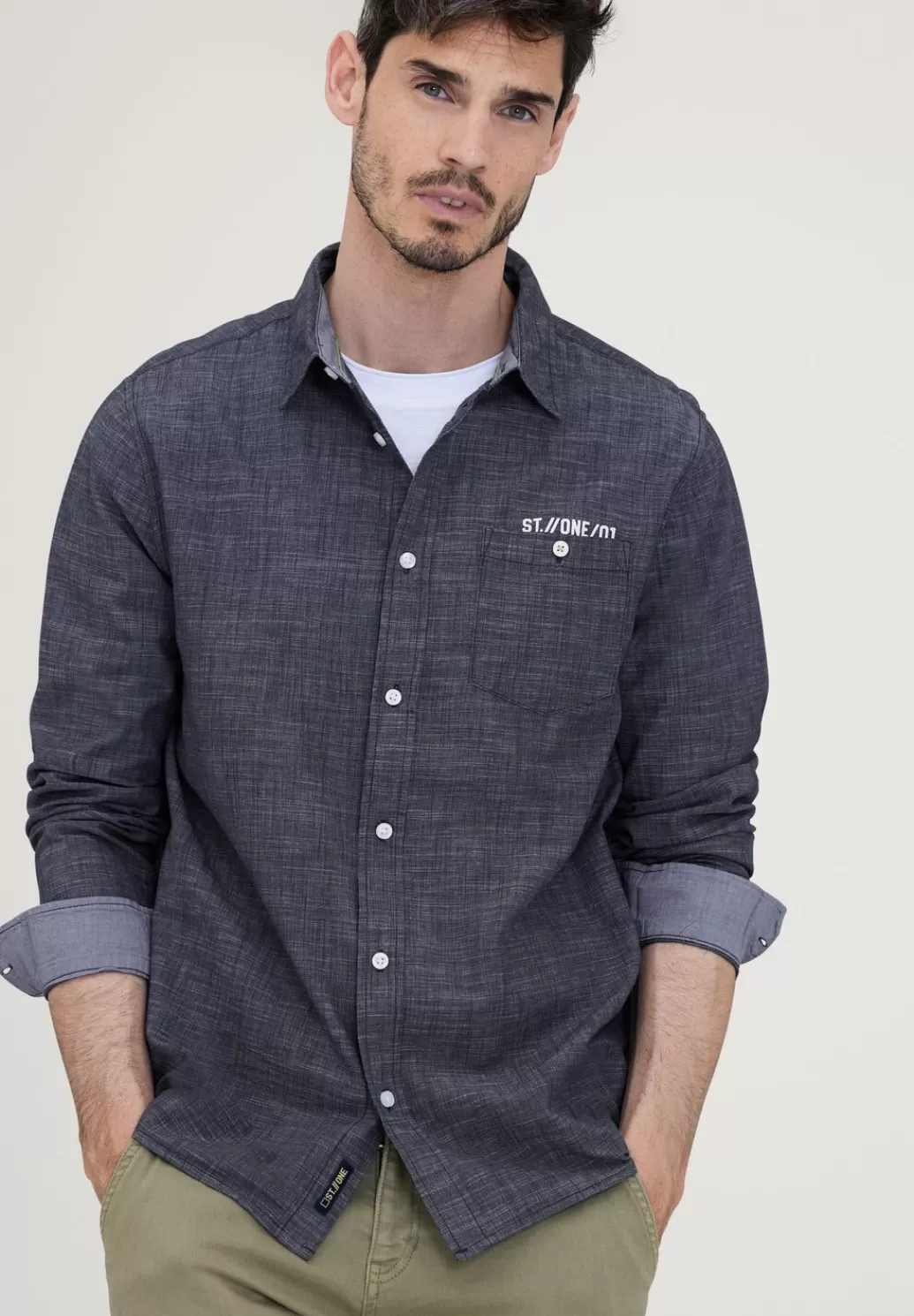 Street One Chambray Hemd^Herren Hemden