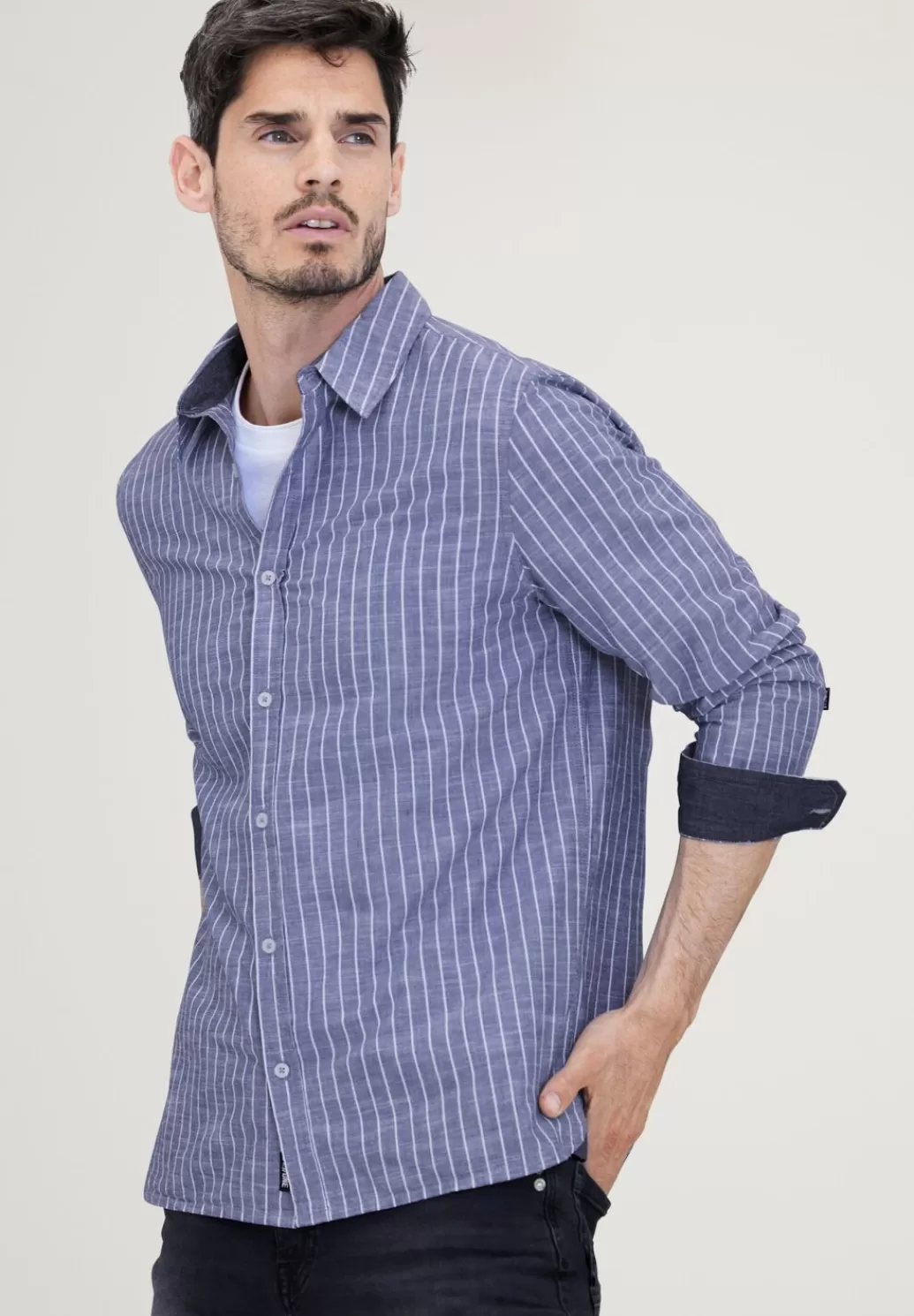 Street One Chambray Hemd Mit Streifen^Herren Hemden