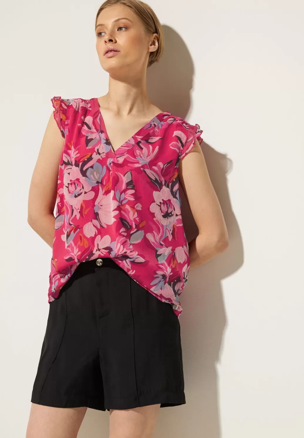 Street One Chiffon Bluse Mit Ruschen^Damen Armellose Blusen