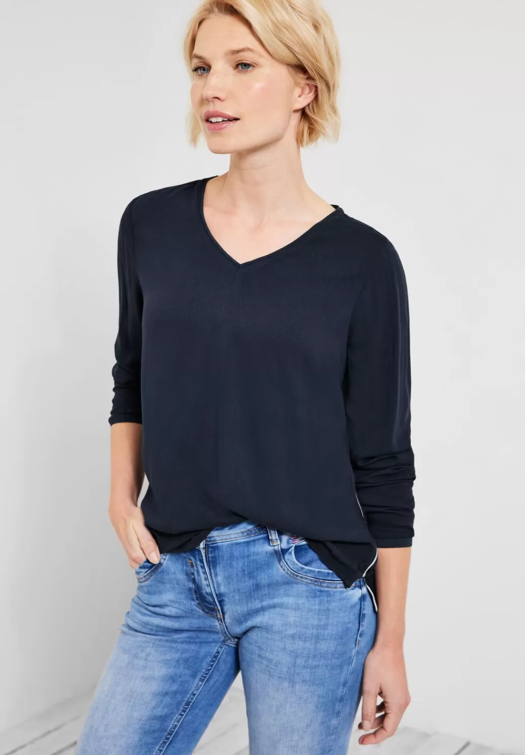 Street One Dobby Viskose Bluse^Damen Langarm Blusen