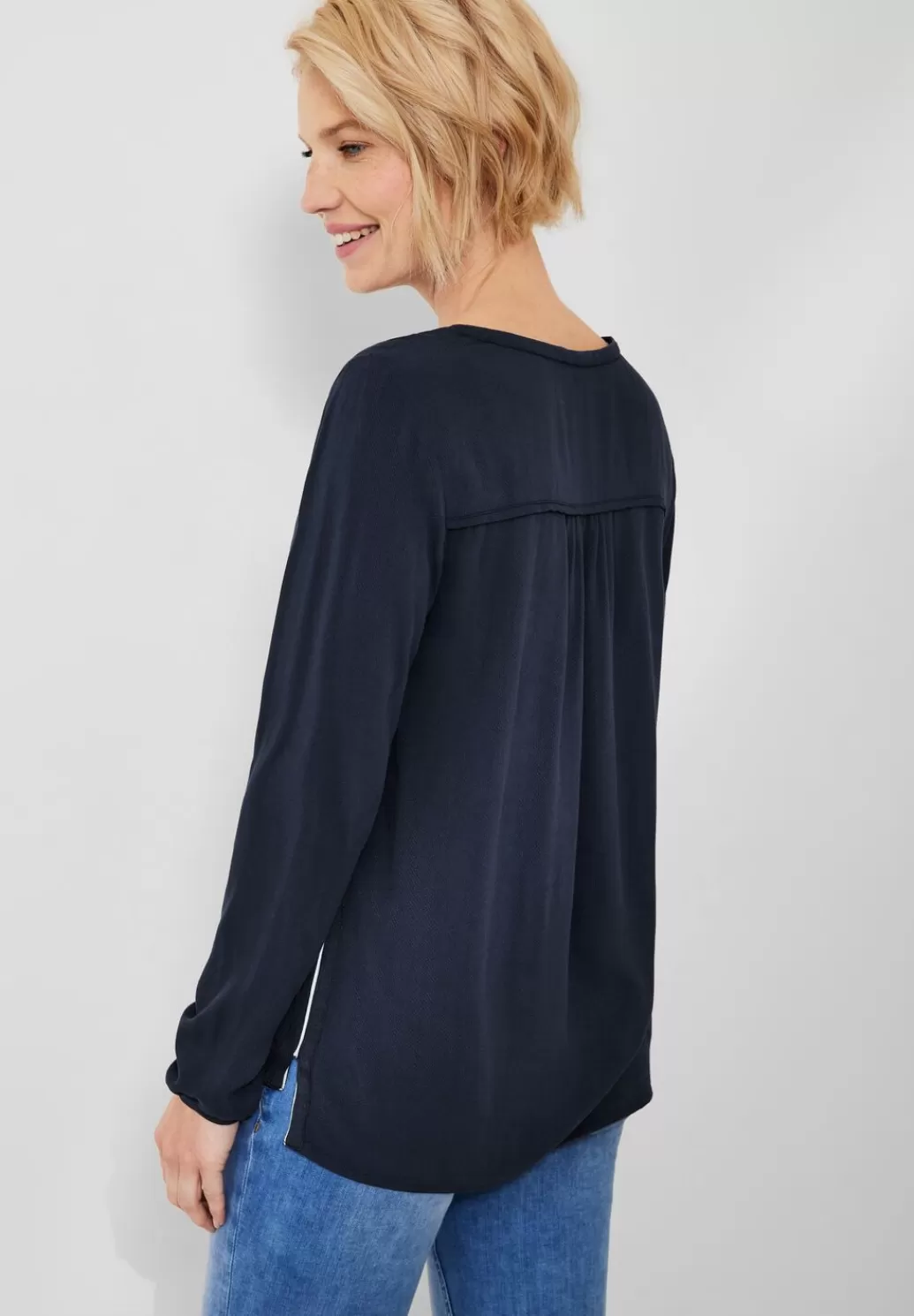 Street One Dobby Viskose Bluse^Damen Langarm Blusen