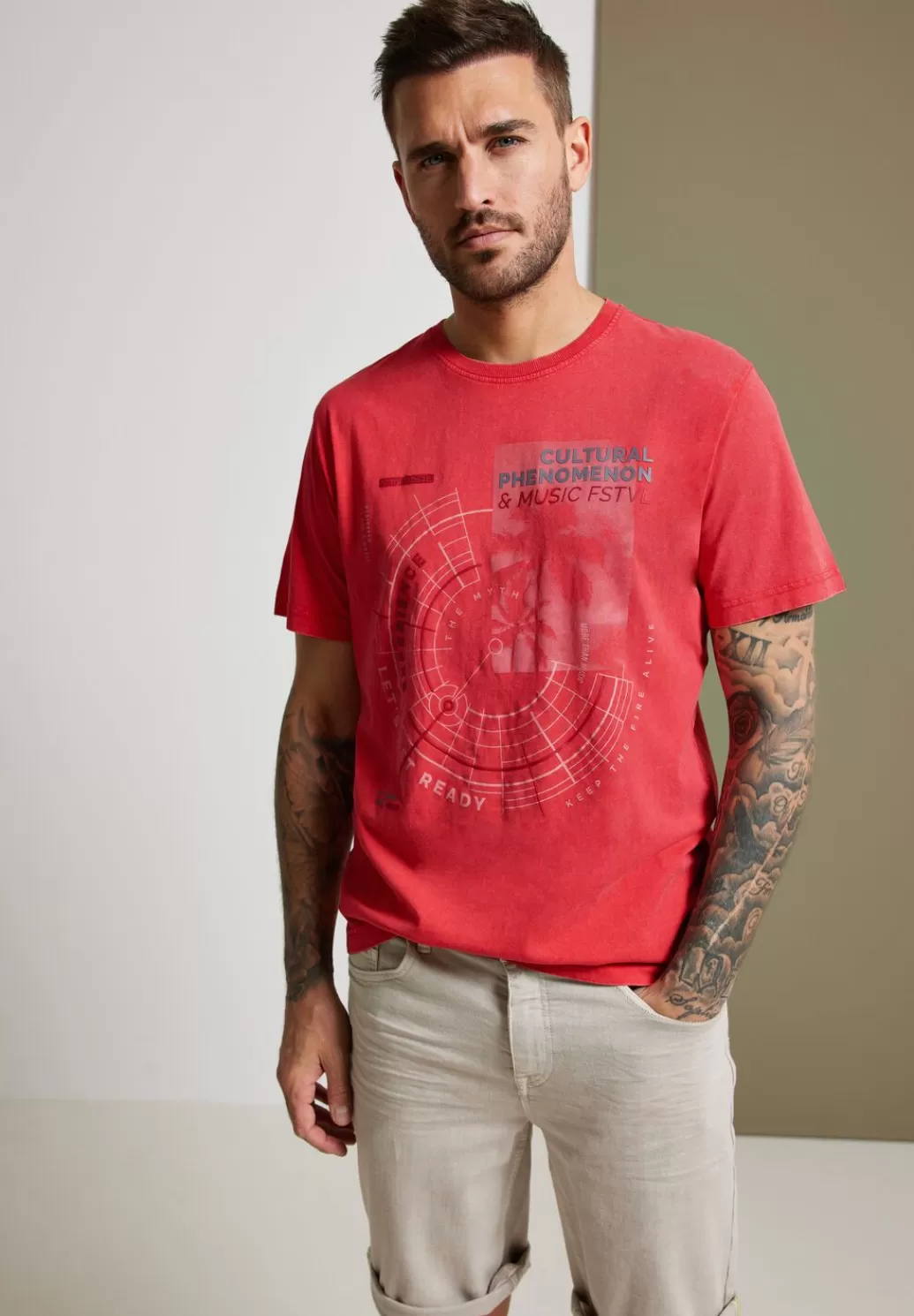 Street One Garment Dye T-Shirt^Herren T-Shirts & Polos