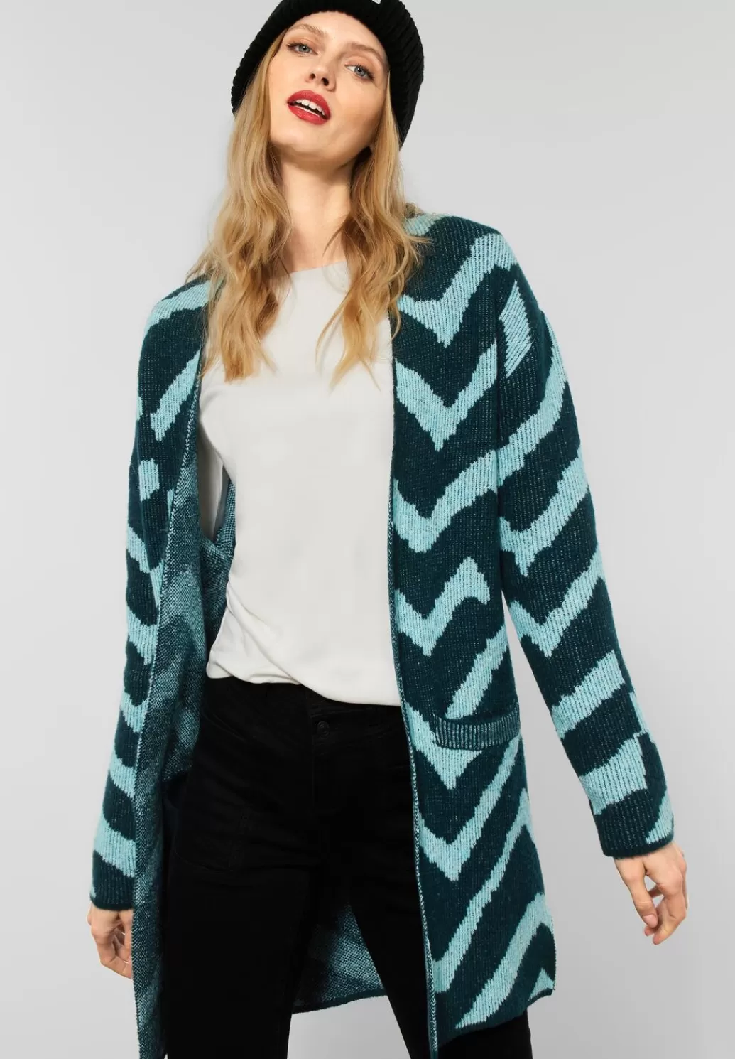 Street One Gemusterter Longcardigan^Damen Strickjacken