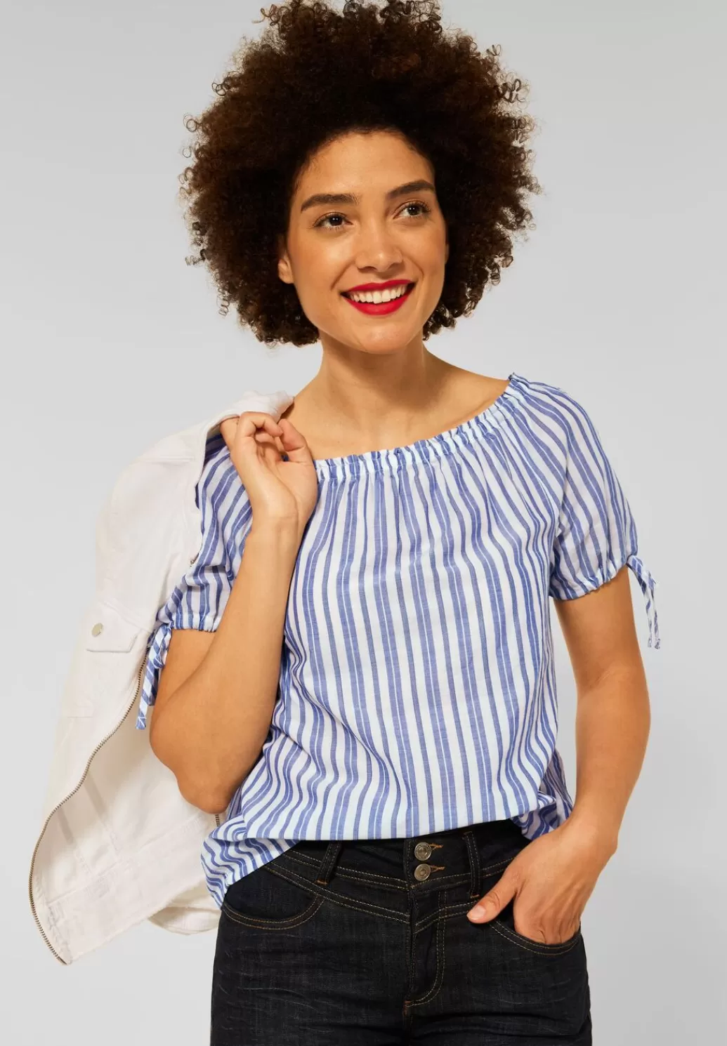 Street One Gestreifte Carmenbluse^Damen Kurzarm Blusen