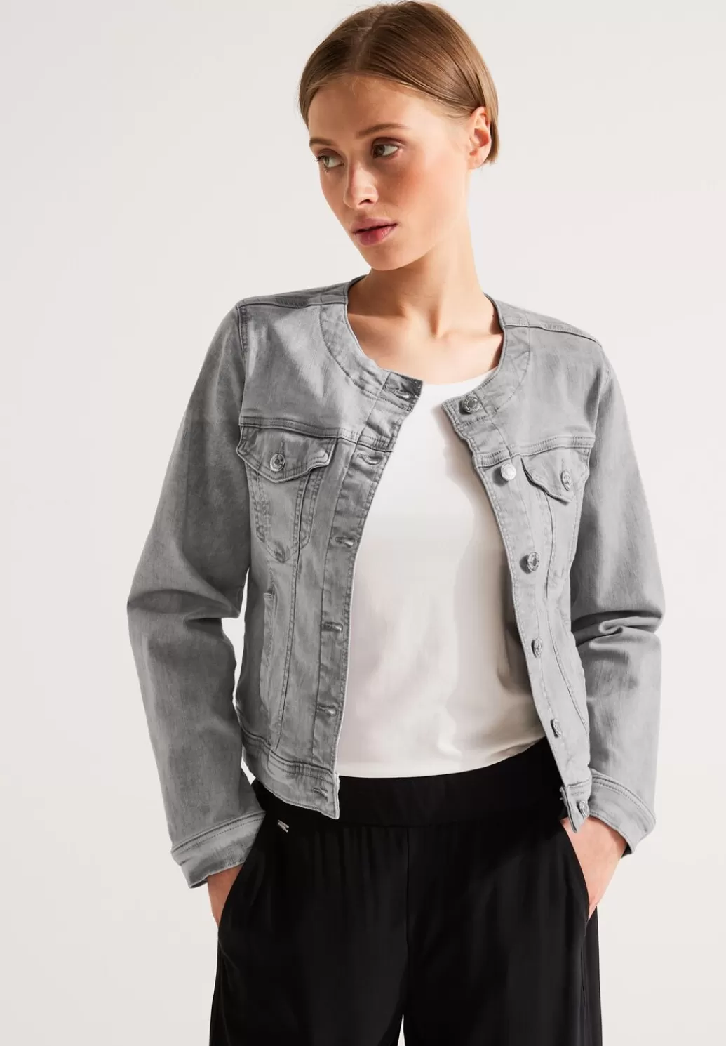 Street One Graue Jeansjacke^Damen Jacken