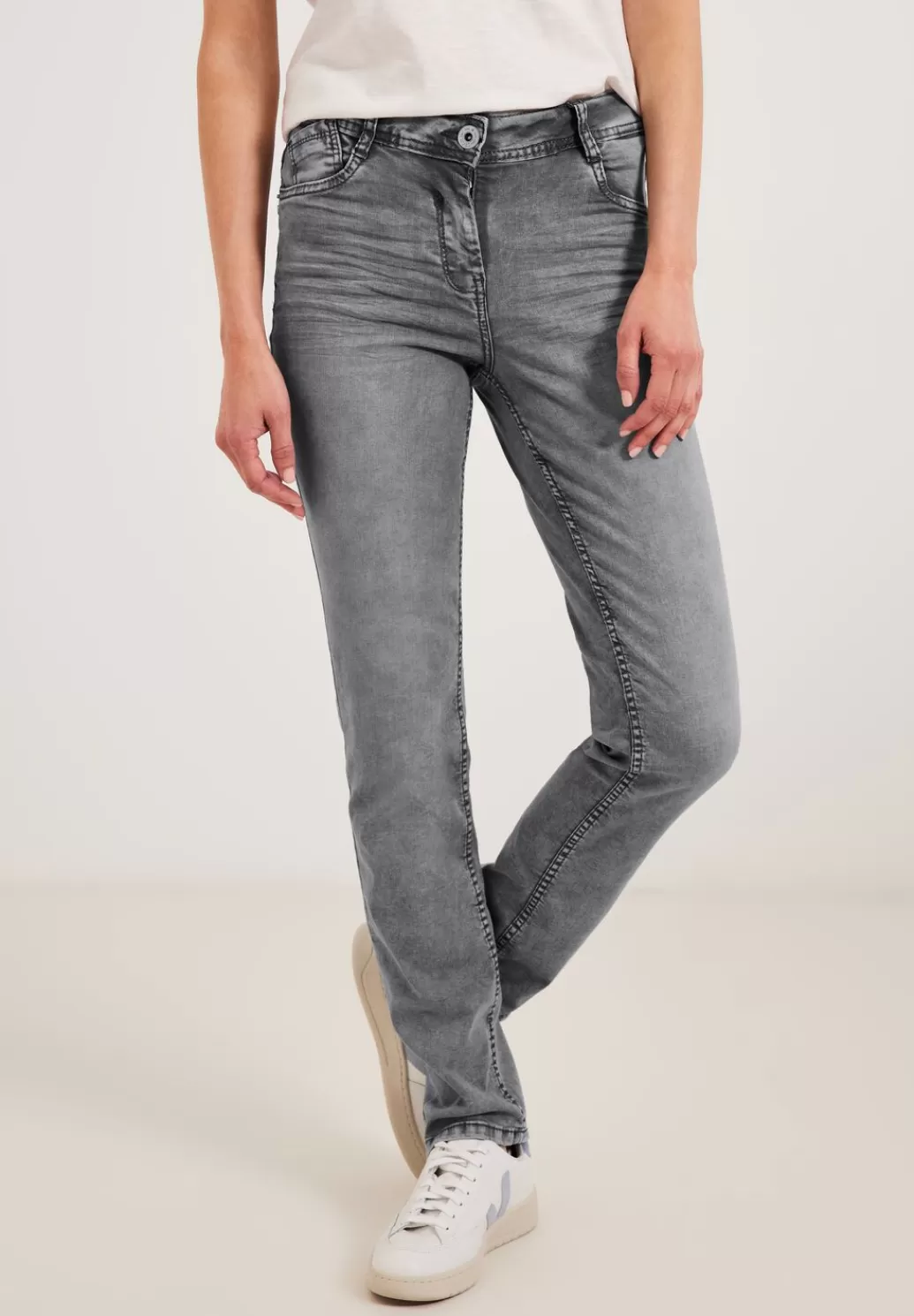 Street One Graue Slim Fit Jeans^Damen Lange Jeans