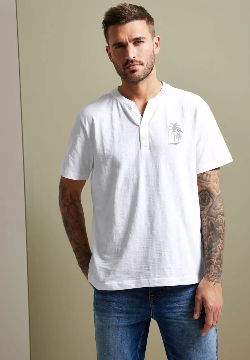 Street One Henleyshirt In Garment Dye^Herren T-Shirts & Polos