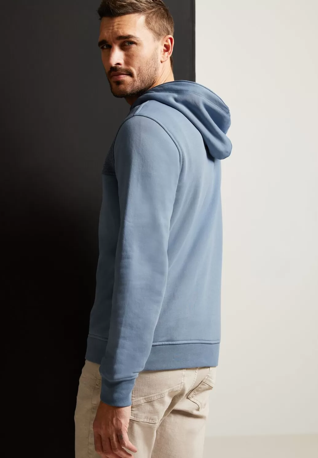 Street One Hoodiesweater Im Materialmix^Herren Sweat