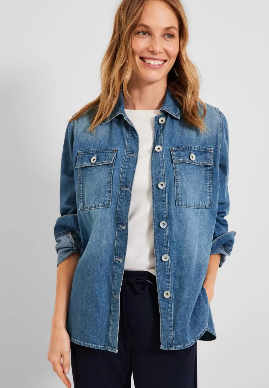 Street One Jeans Overshirt^Damen Langarm Blusen