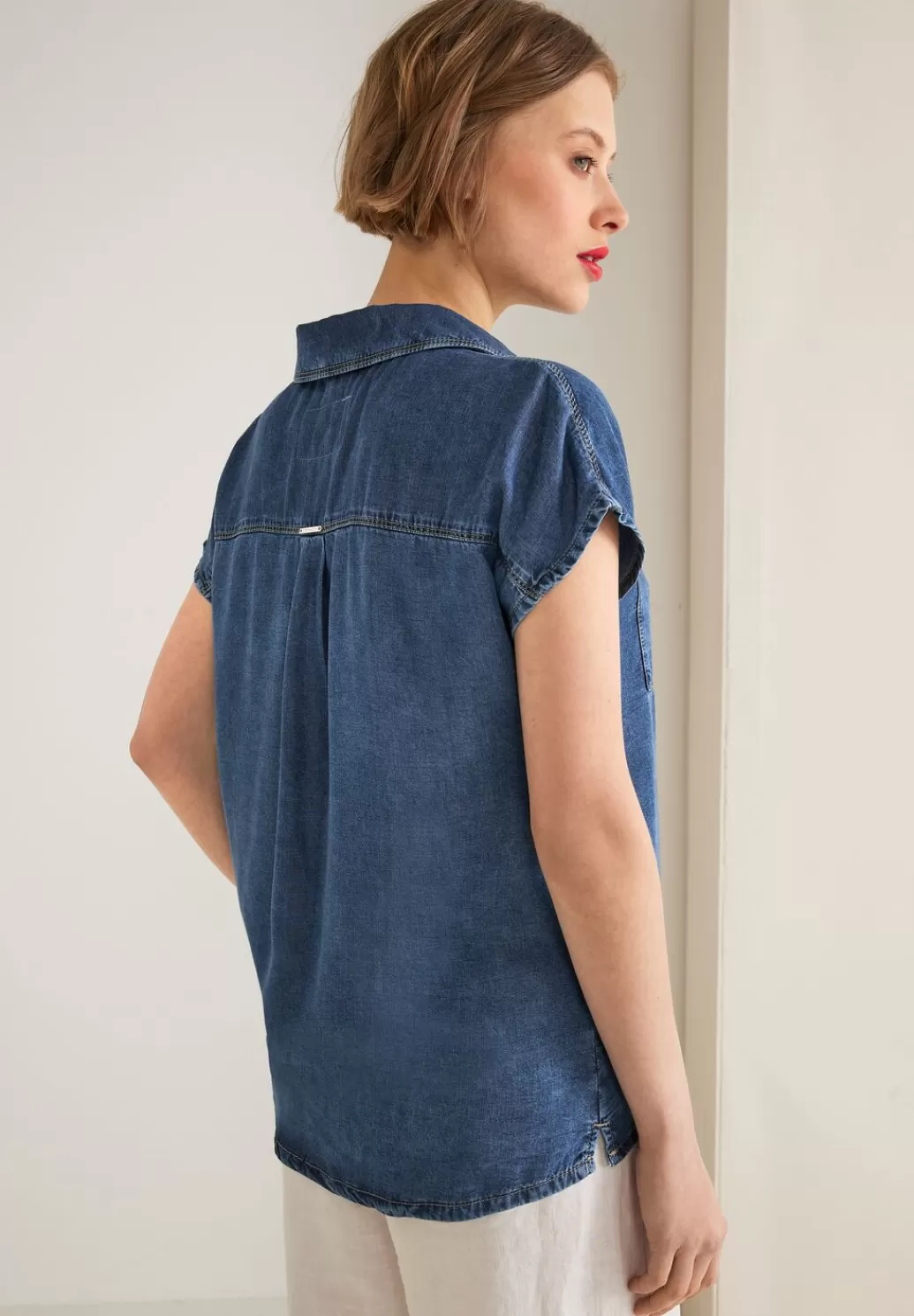 Street One Jeansbluse In Blau^Damen Kurzarm Blusen