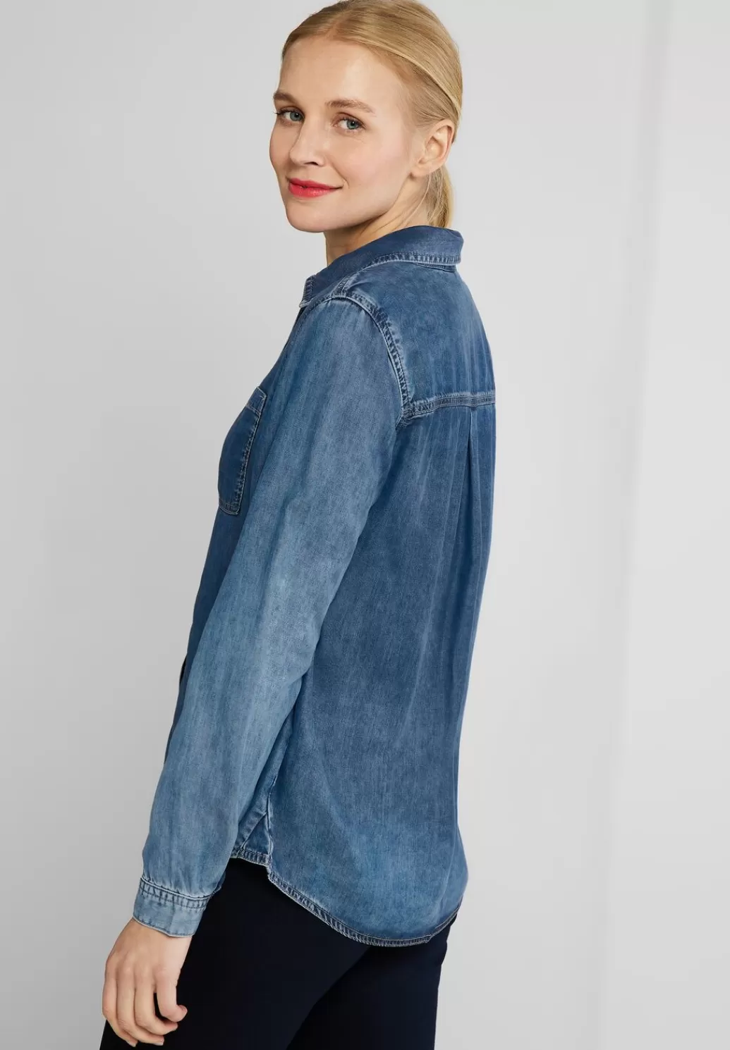 Street One Jeansbluse Mit Brusttasche^Damen Langarm Blusen