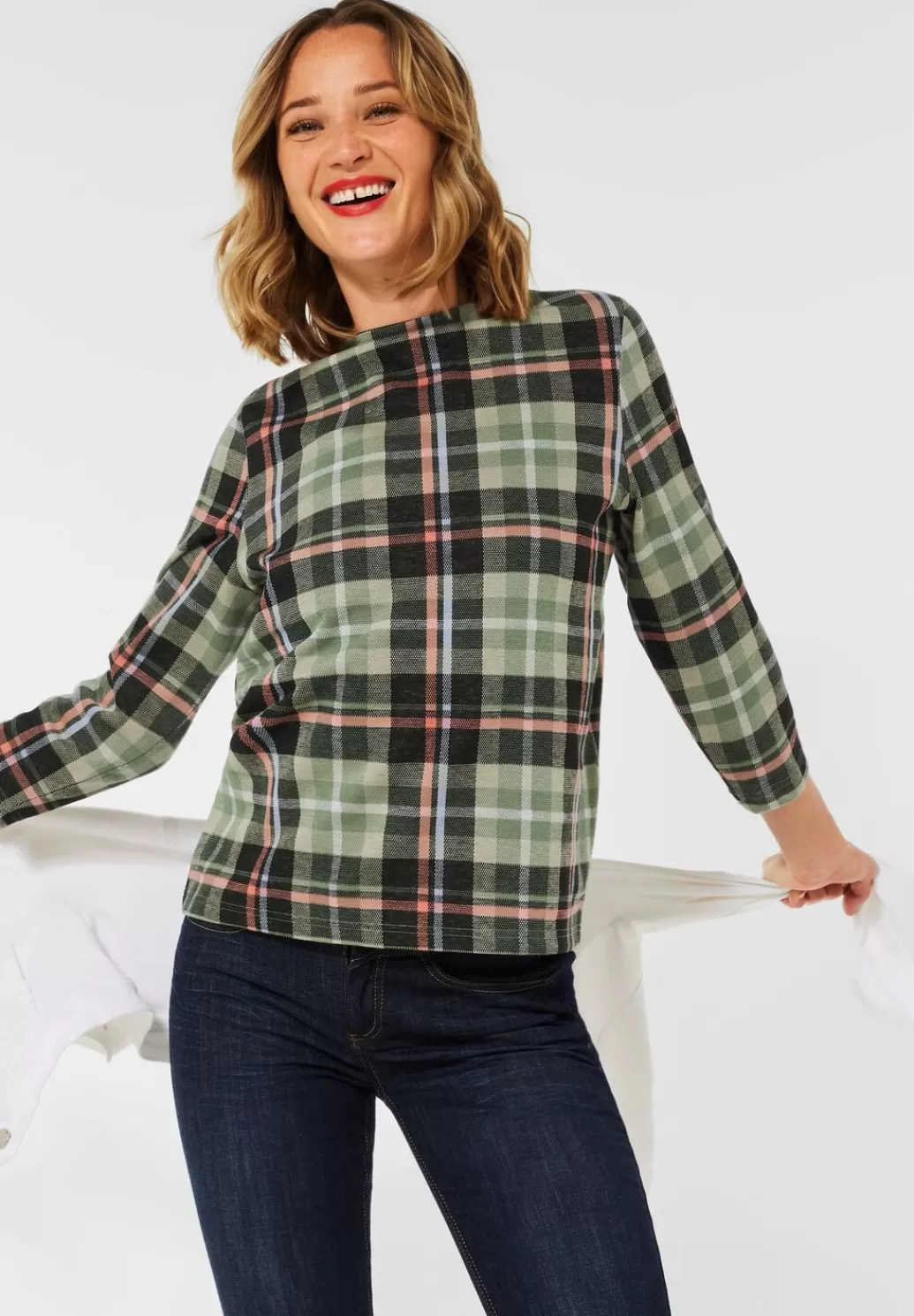 Street One Kariertes Stehkragenshirt^Damen 3/4-Arm Shirts