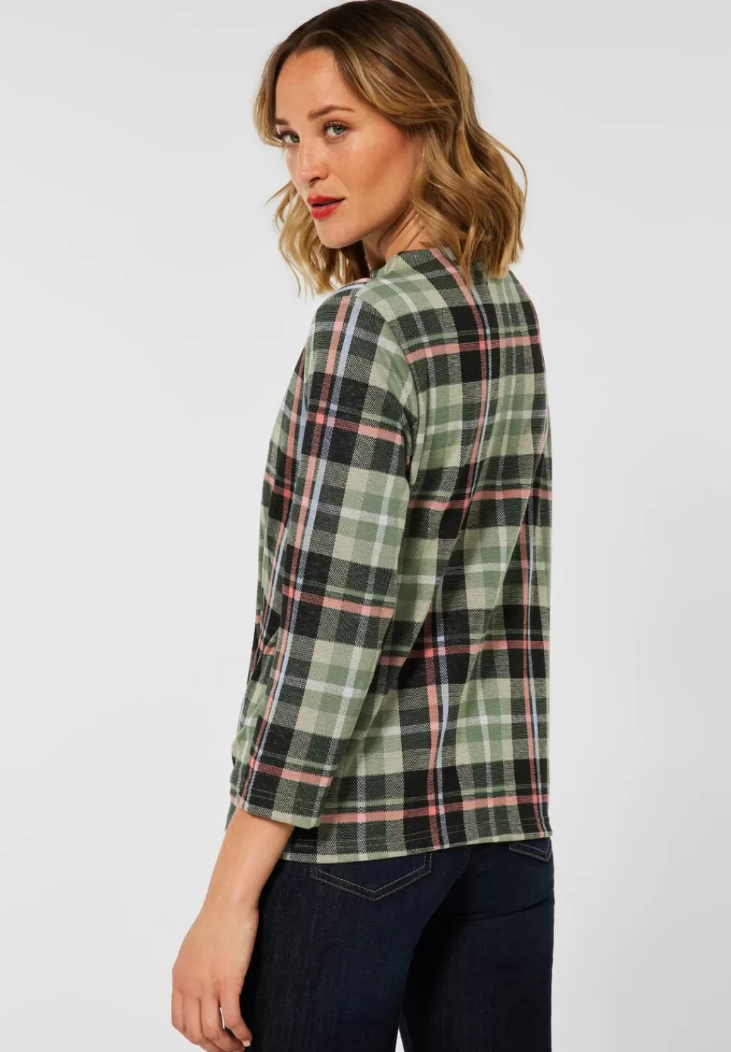 Street One Kariertes Stehkragenshirt^Damen 3/4-Arm Shirts