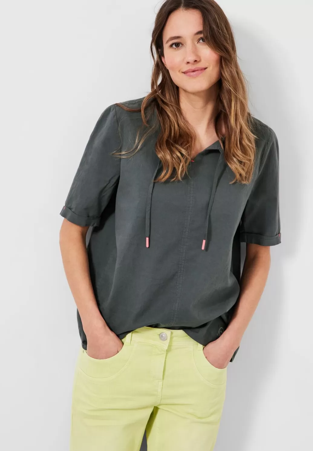 Street One Leinen Bluse In Unifarbe^Damen Kurzarm Blusen