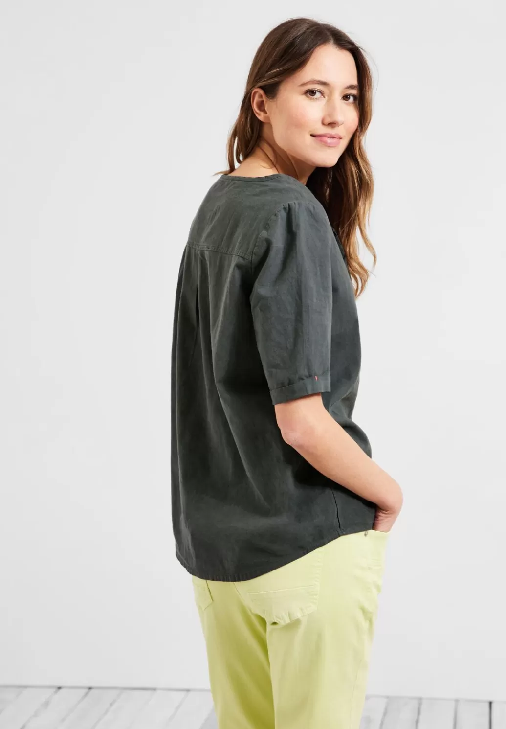 Street One Leinen Bluse In Unifarbe^Damen Kurzarm Blusen