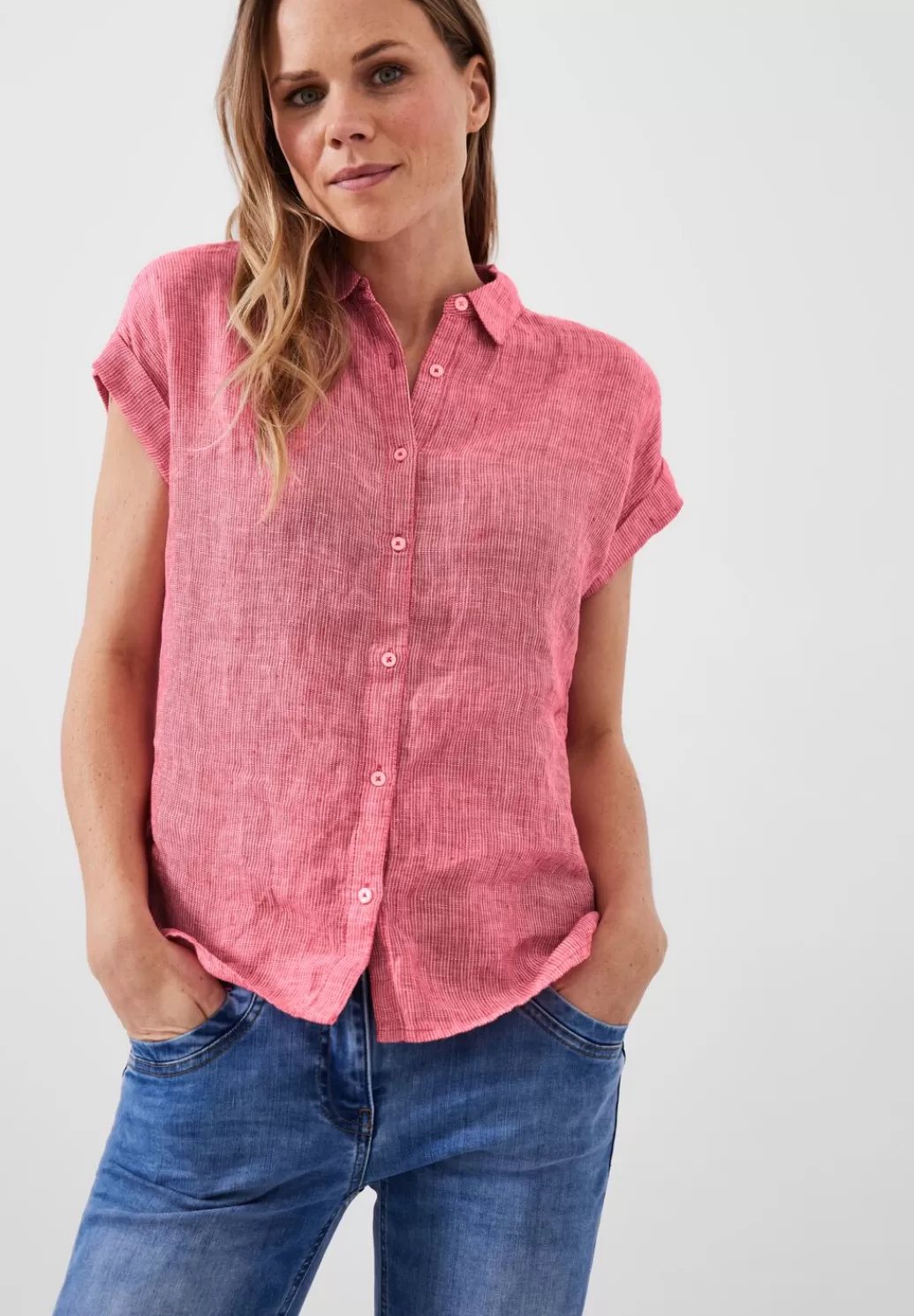 Street One Leinen Chambray Bluse^Damen Kurzarm Blusen