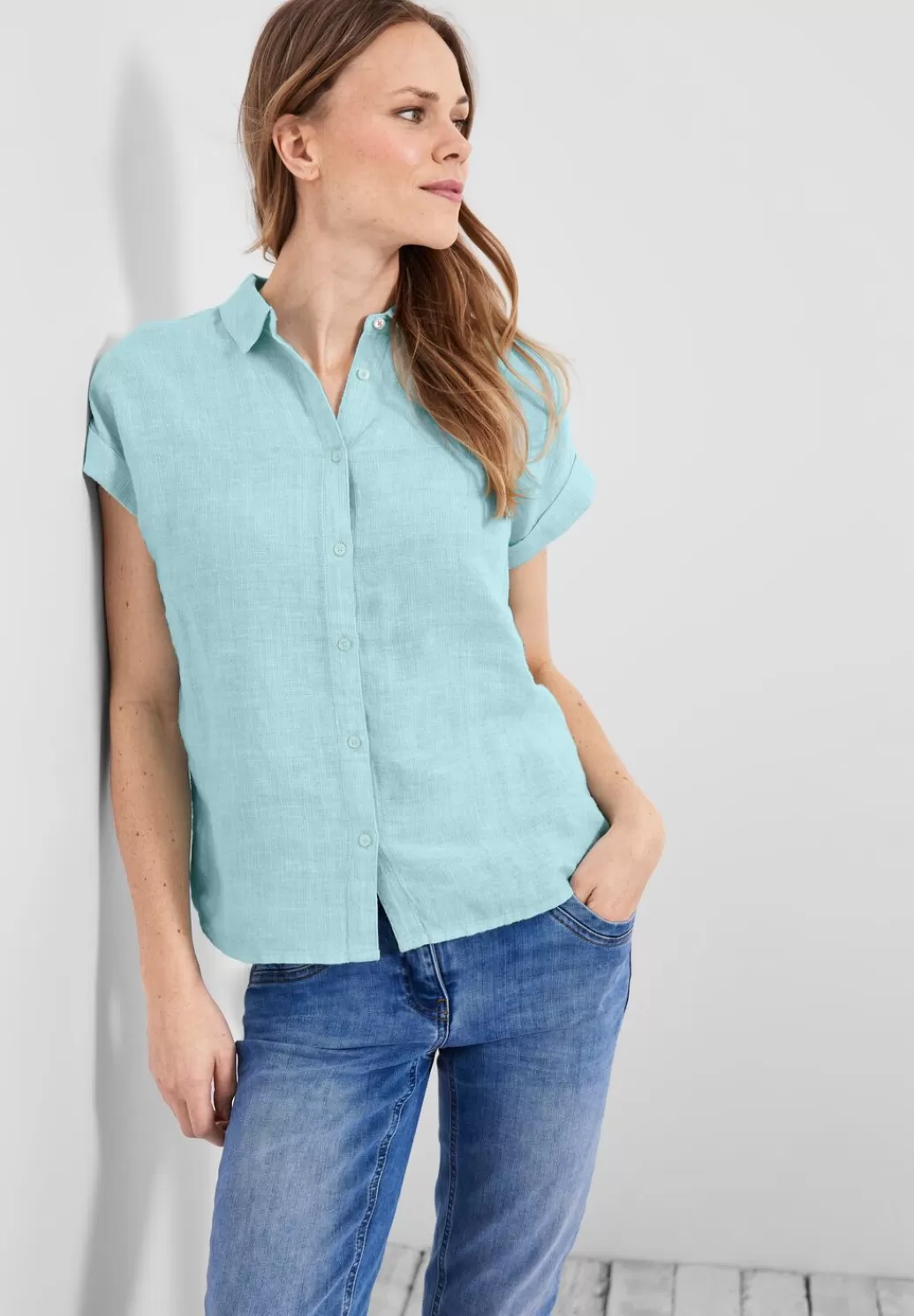 Street One Leinen Chambray Bluse^Damen Kurzarm Blusen