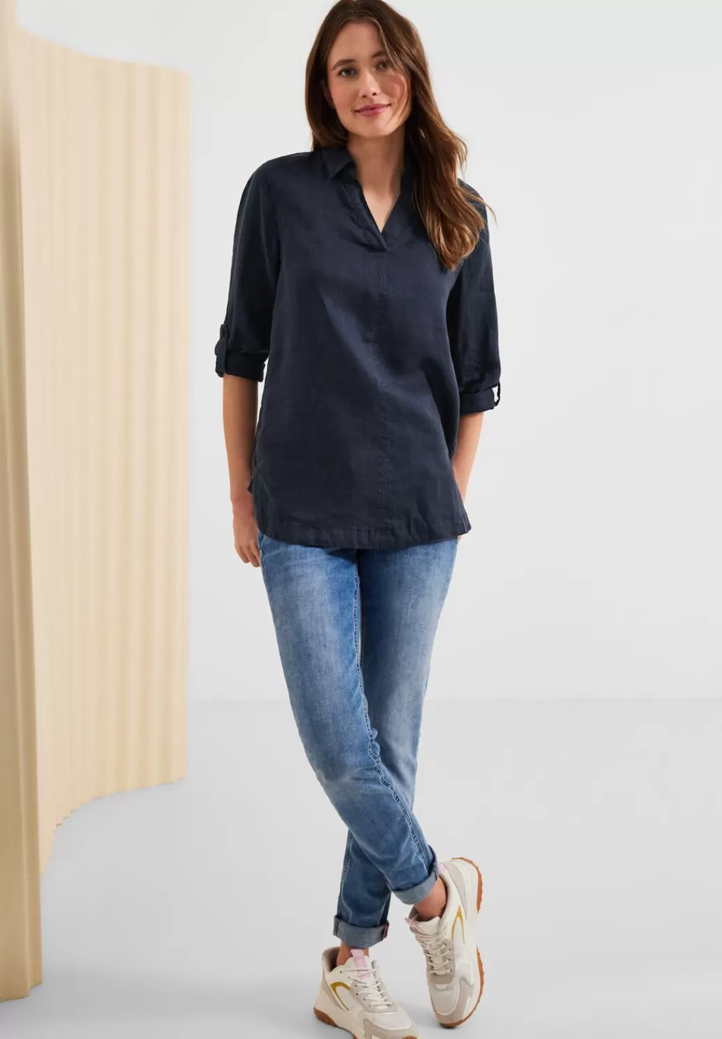 Street One Leinen Longbluse In Unifarbe^Damen 3/4-Arm Blusen