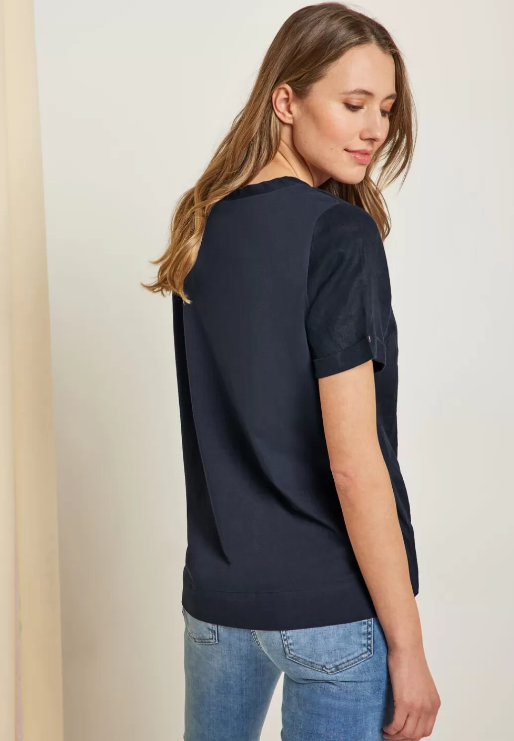 Street One Leinenbluse Im Materialmix^Damen Kurzarm Blusen