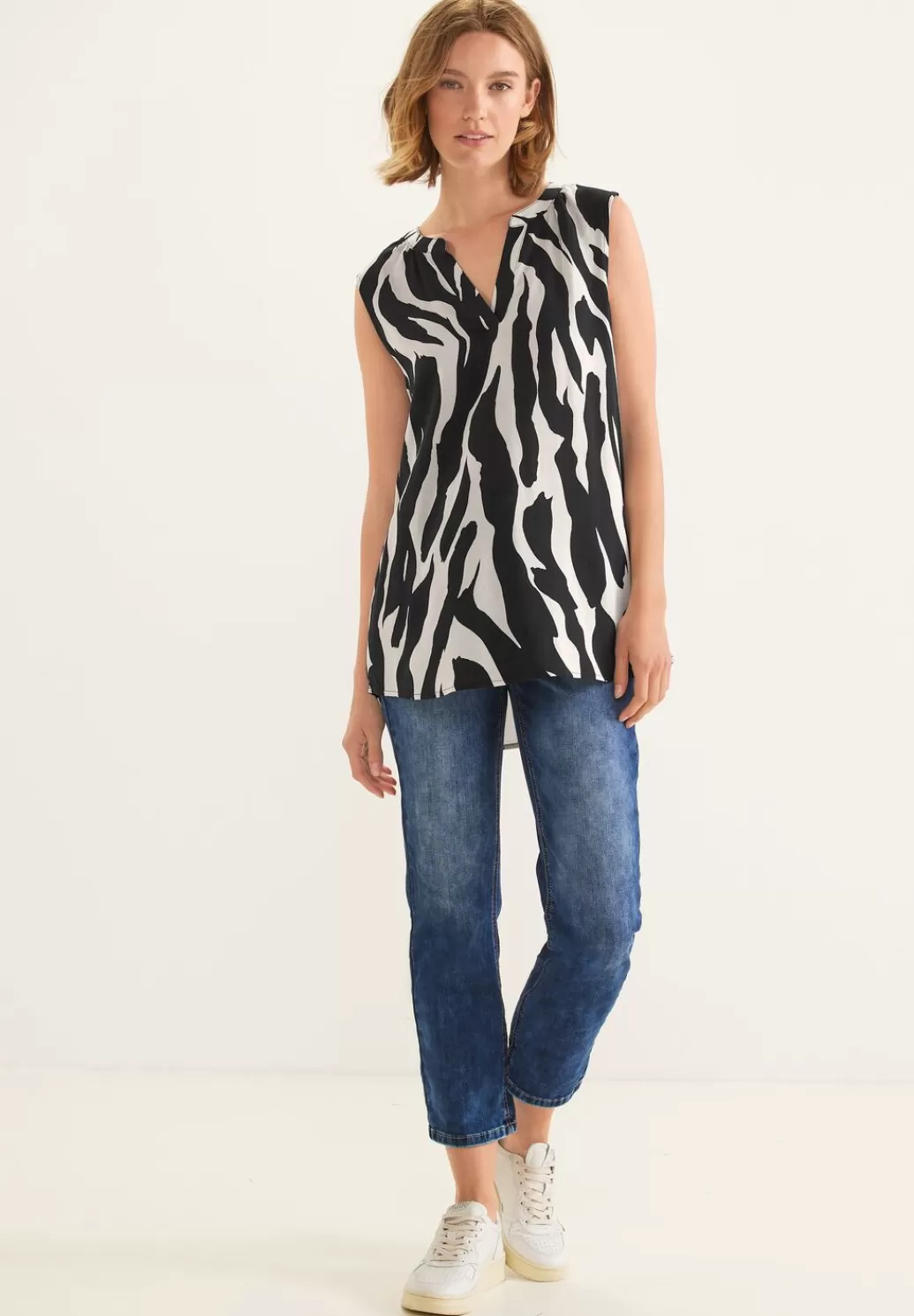 Street One Long Zebra Blusentop^Damen Armellose Blusen