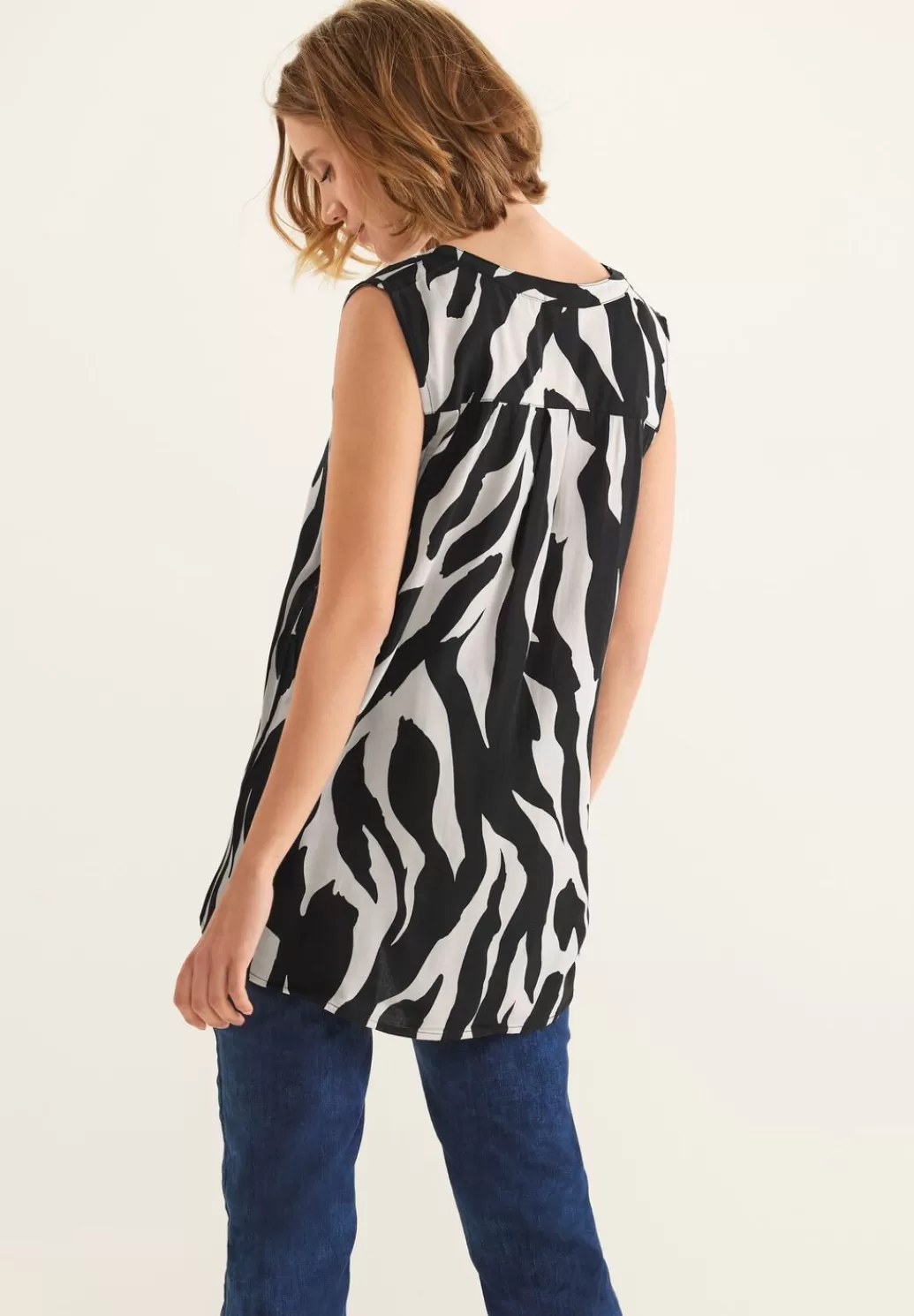 Street One Long Zebra Blusentop^Damen Armellose Blusen