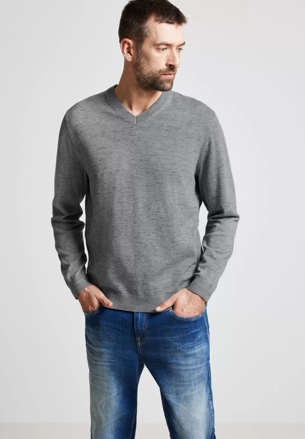 Street One Melange Pullover Mit V-Neck^Herren Pullover & Strickjacken