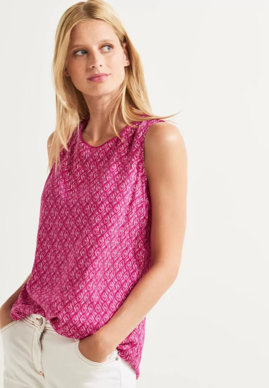 Street One Minimalprint Top^Damen Armellose Blusen