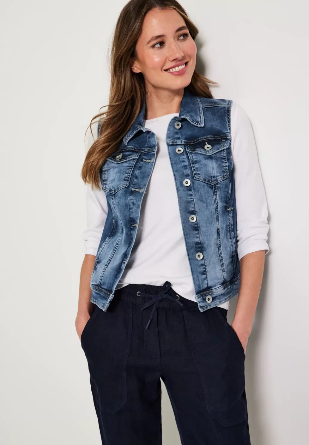 Street One Mittelblaue Jeansweste^Damen Westen