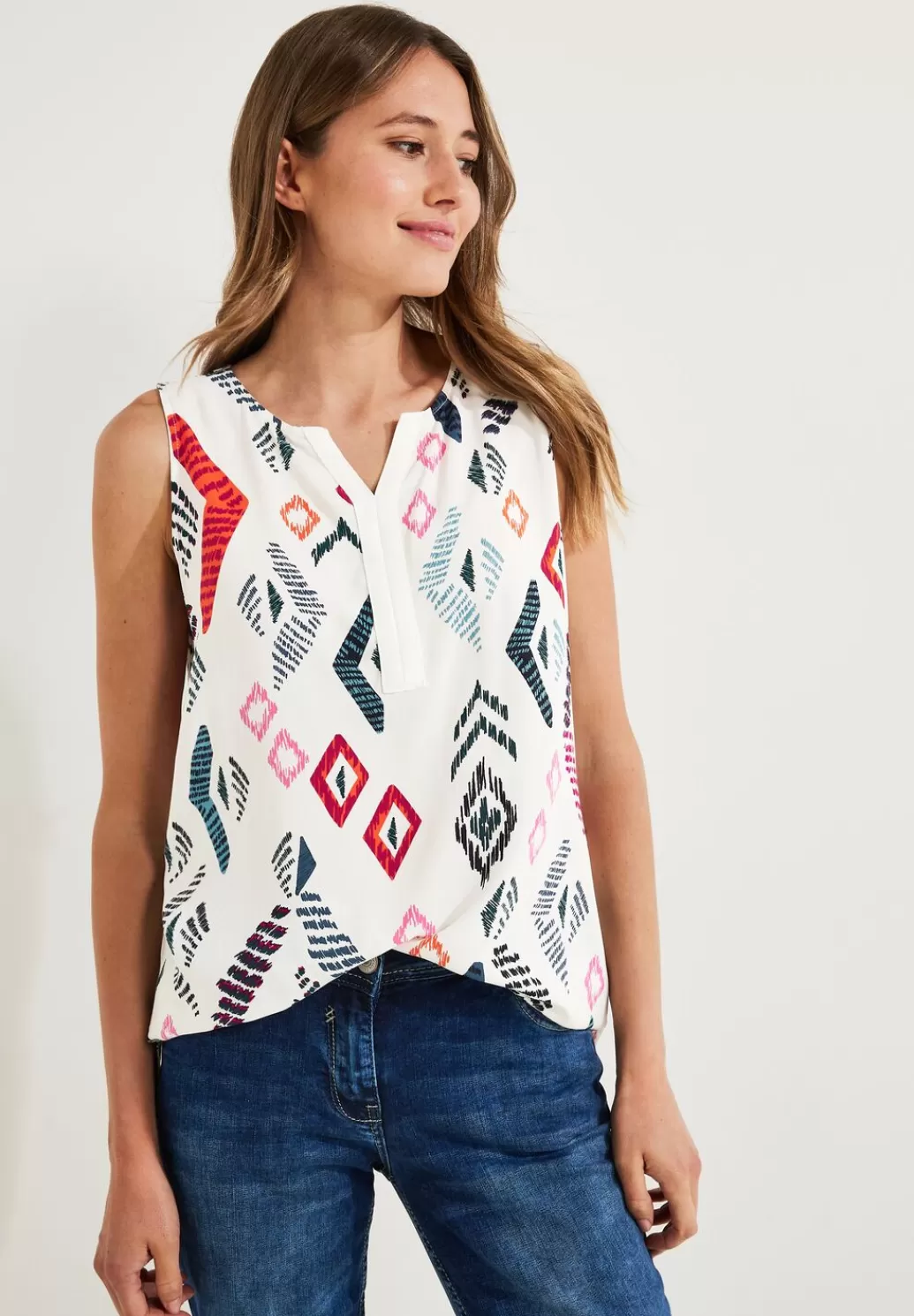 Street One Multicolor Print Top^Damen Armellose Blusen