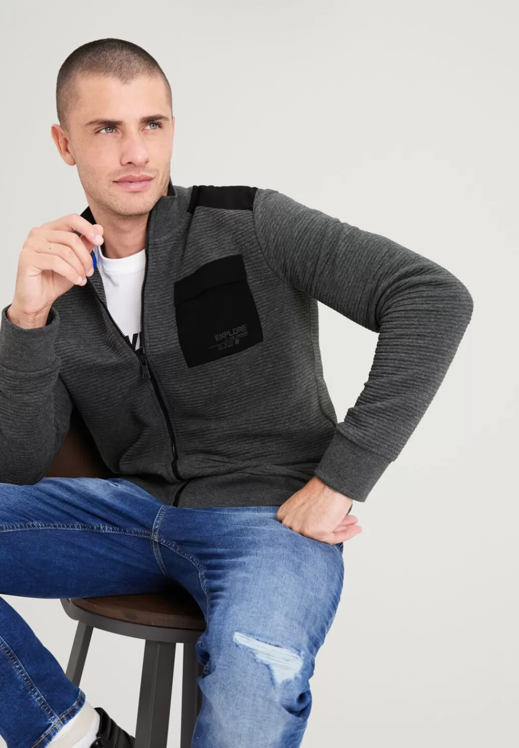 Street One Ottoman Sweat Troyerjacke^Herren Sweat