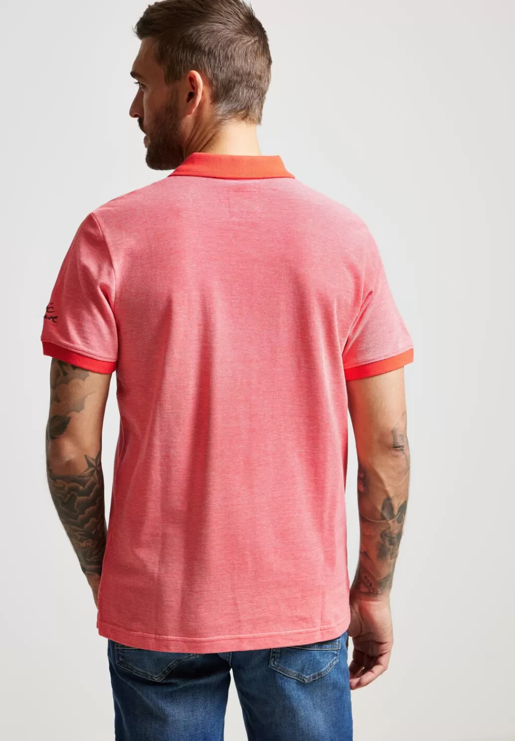 Street One Oxford Polo Mit Brustprint^Herren T-Shirts & Polos