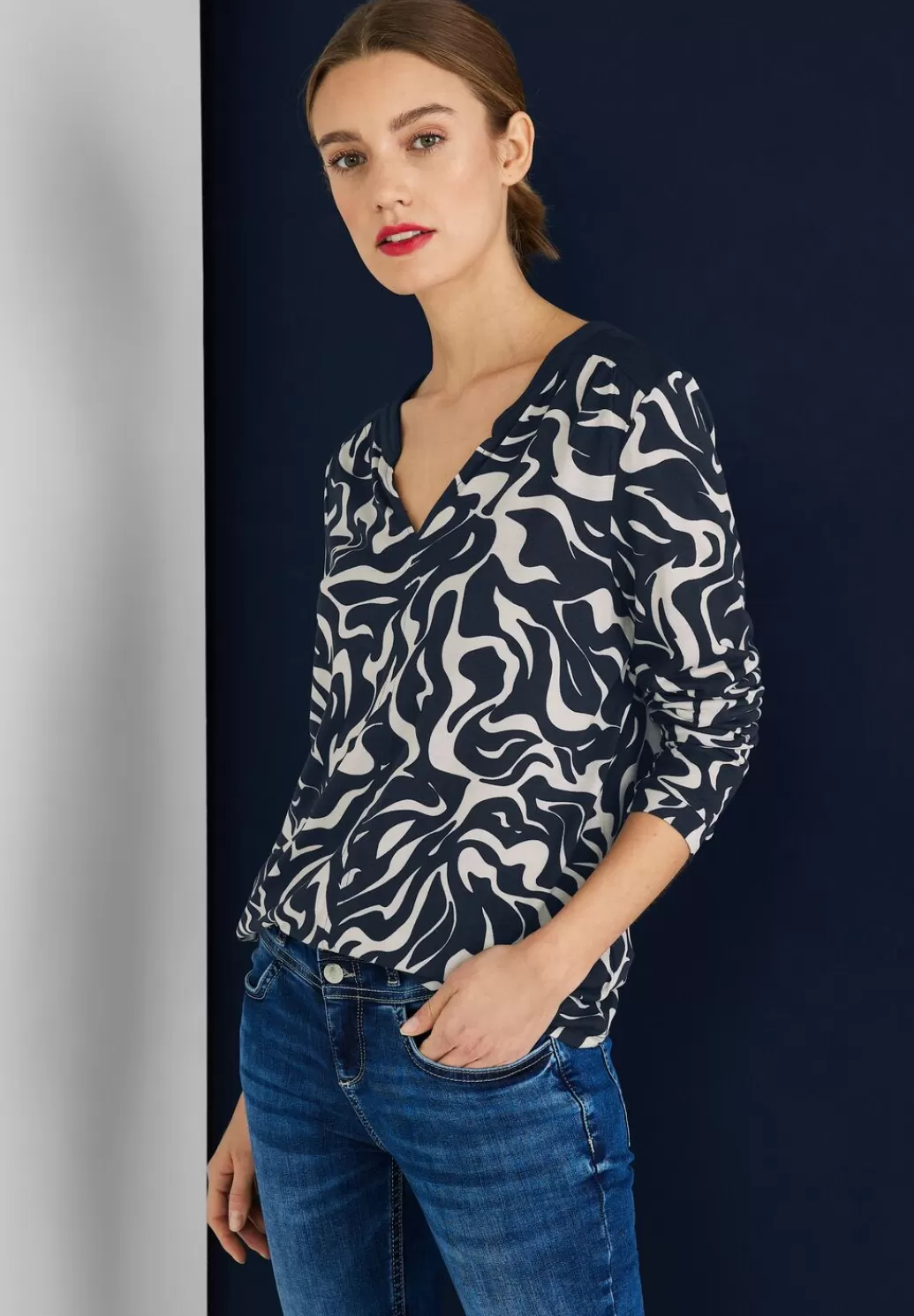 Street One Print Jersey Shirt^Damen Langarm Shirts