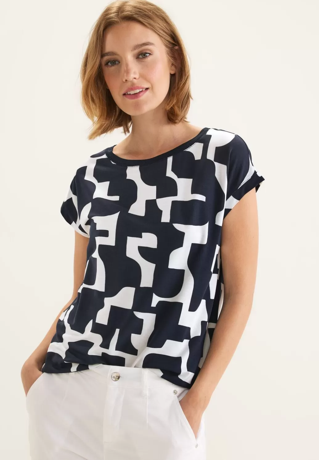 Street One Print T-Shirt Mit Stricktape^Damen Shirts